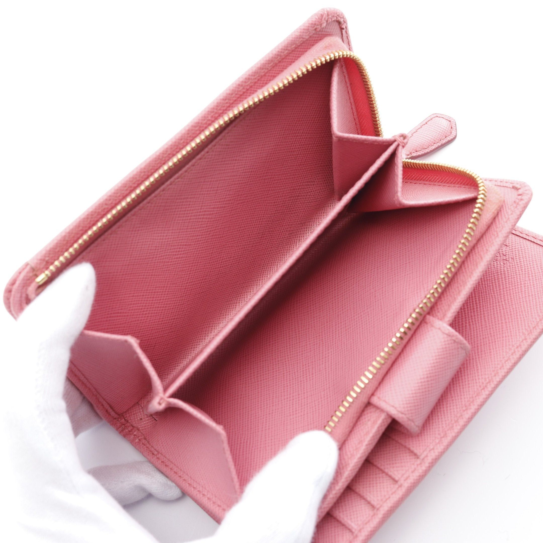 Prada Prada Saffiano Metal Bi-Fold Wallet Leather Pink Size ONE SIZE - 5 Thumbnail