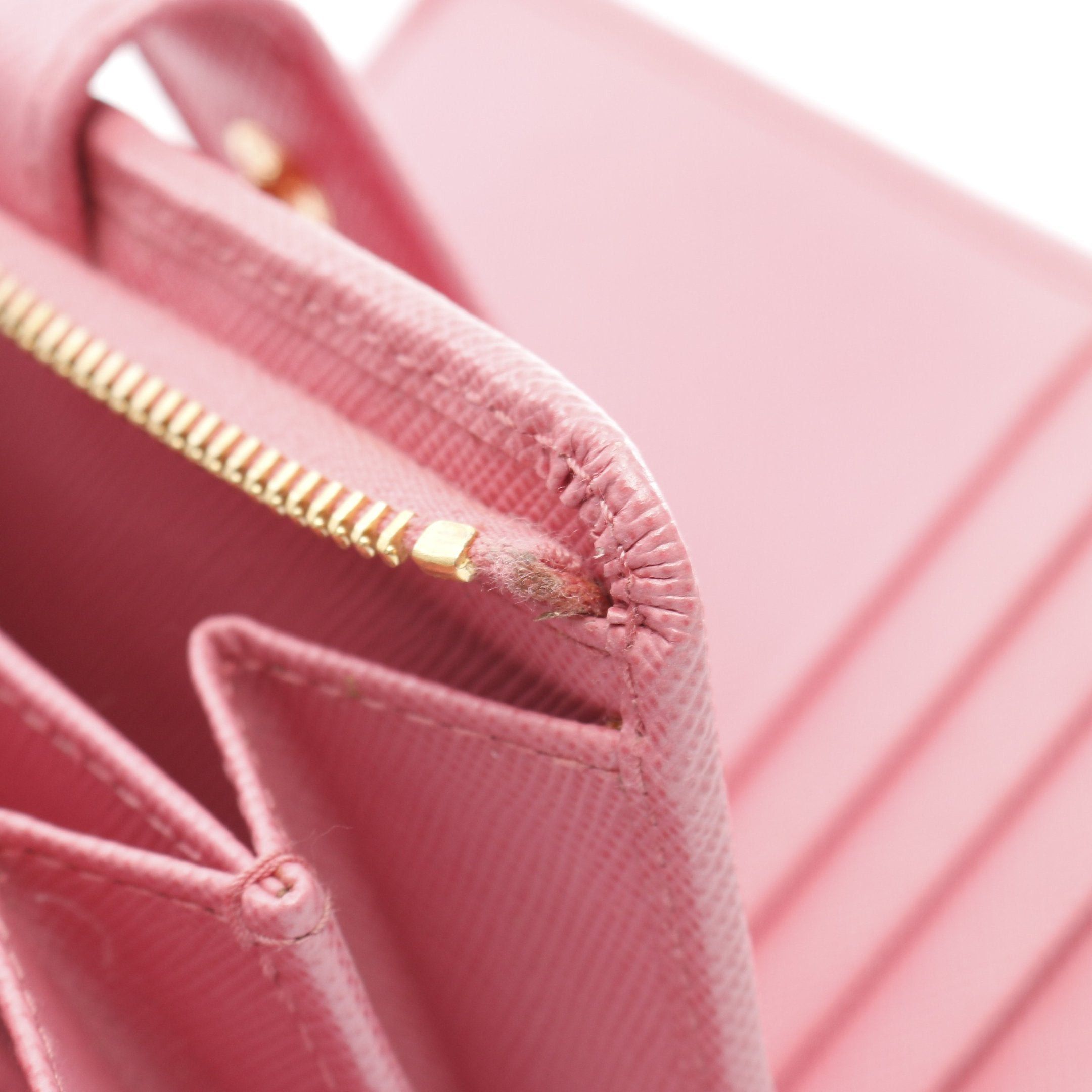 Prada Prada Saffiano Metal Bi-Fold Wallet Leather Pink Size ONE SIZE - 7 Thumbnail