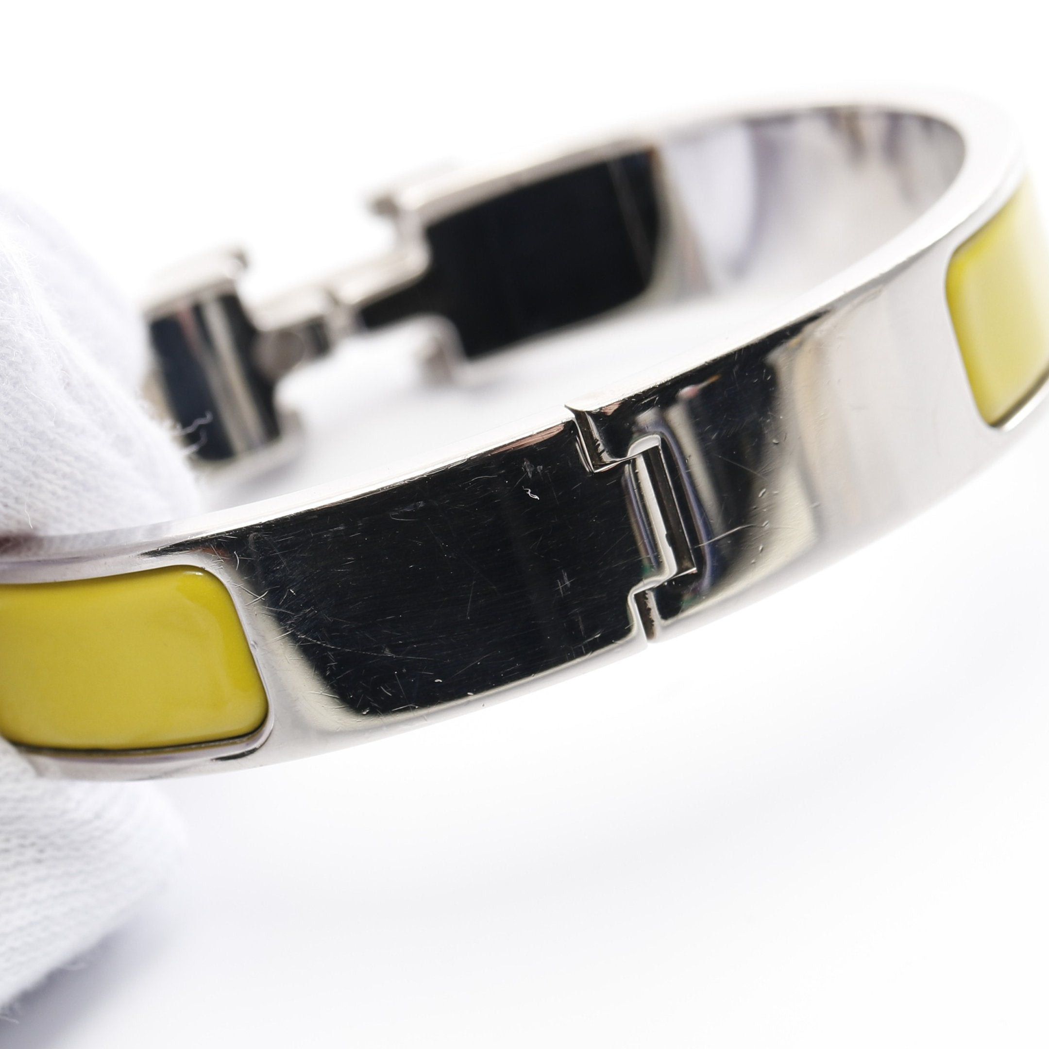 Hermes Hermes Click Crack Pm Bangle Enamel Silver Yellow Size ONE SIZE - 6 Thumbnail