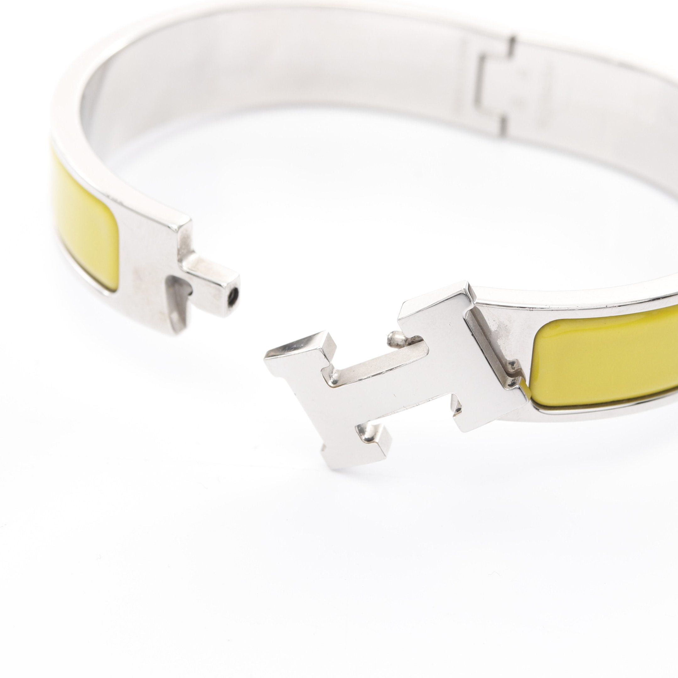 Hermes Hermes Click Crack Pm Bangle Enamel Silver Yellow Size ONE SIZE - 3 Thumbnail