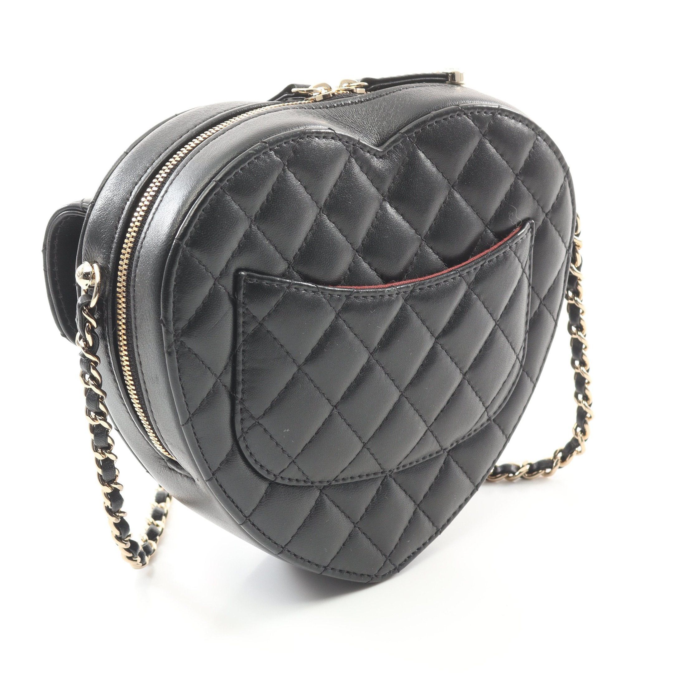 Chanel Chanel Heart Chain Clutch Bag Matelasse Shoulder Lambskin Black Gold Hardware Size ONE SIZE - 2 Thumbnail