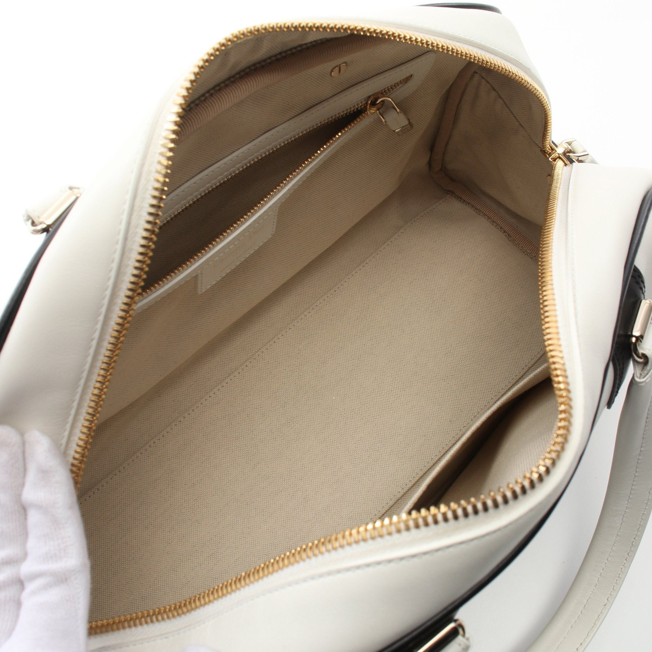 Dior Dior Dior Vibe Medium Bowling Bag Handbag Leather White Black Size ONE SIZE - 3 Thumbnail