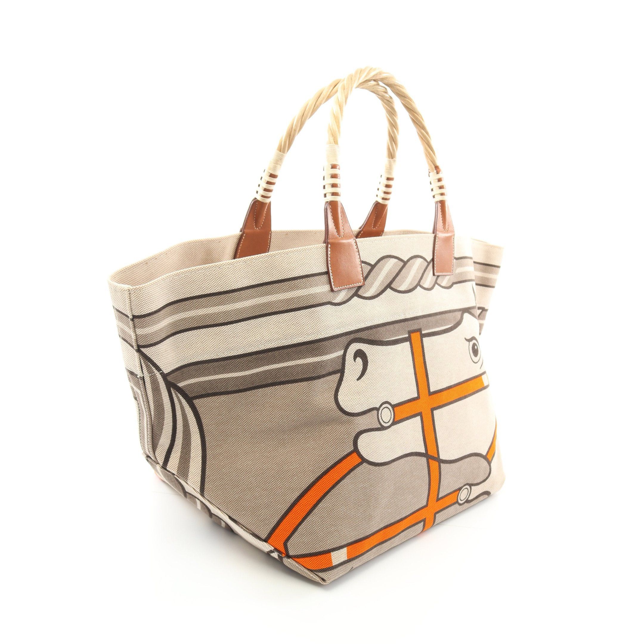 Hermes Hermes Steeple Large Handbag Tote Bag Toile Ash Straw Veau Barenia Beige Multicolor Stamp Size ONE SIZE - 2 Thumbnail