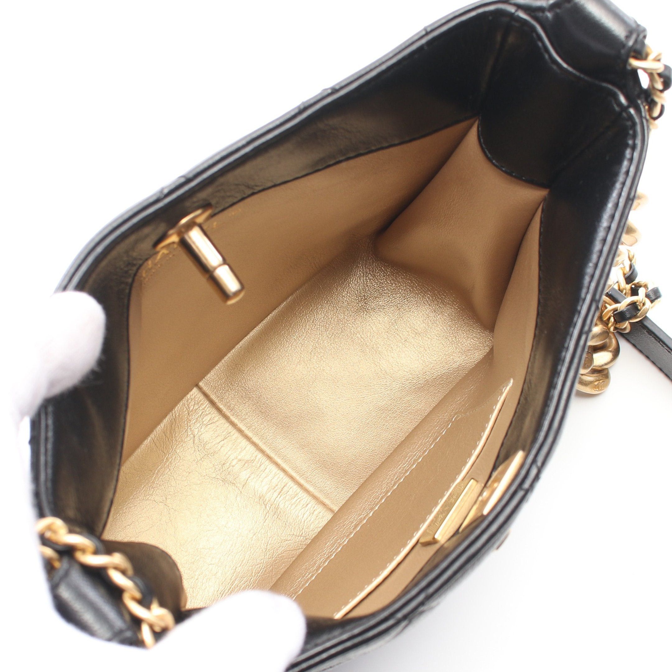 Chanel Chanel Matelasse Small Hobo Bag Chain Shoulder Lambskin Black Gold Hardware Size ONE SIZE - 3 Thumbnail