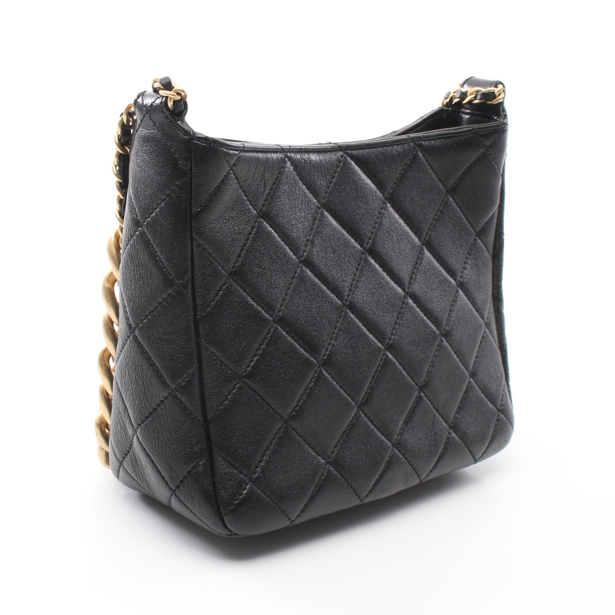 Chanel Chanel Matelasse Small Hobo Bag Chain Shoulder Lambskin Black Gold Hardware Size ONE SIZE - 2 Thumbnail