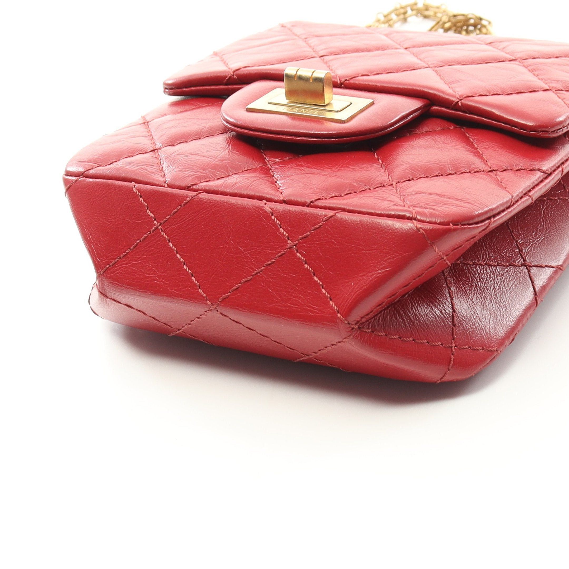 Chanel Chanel 2.55 Matelasse Double Chain Shoulder Bag Aged Calfskin Red Gold Hardware Size ONE SIZE - 10 Thumbnail