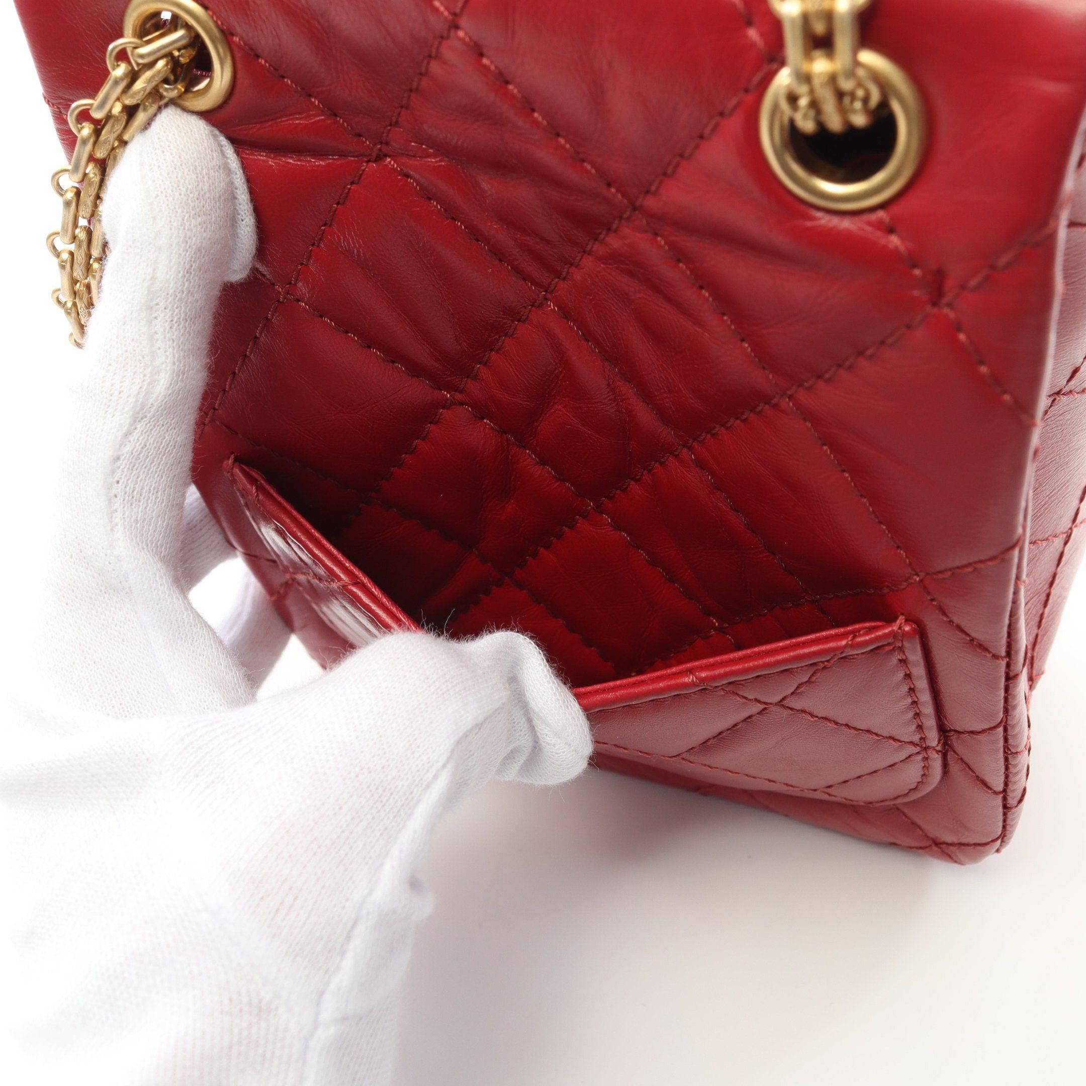 Chanel Chanel 2.55 Matelasse Double Chain Shoulder Bag Aged Calfskin Red Gold Hardware Size ONE SIZE - 9 Thumbnail