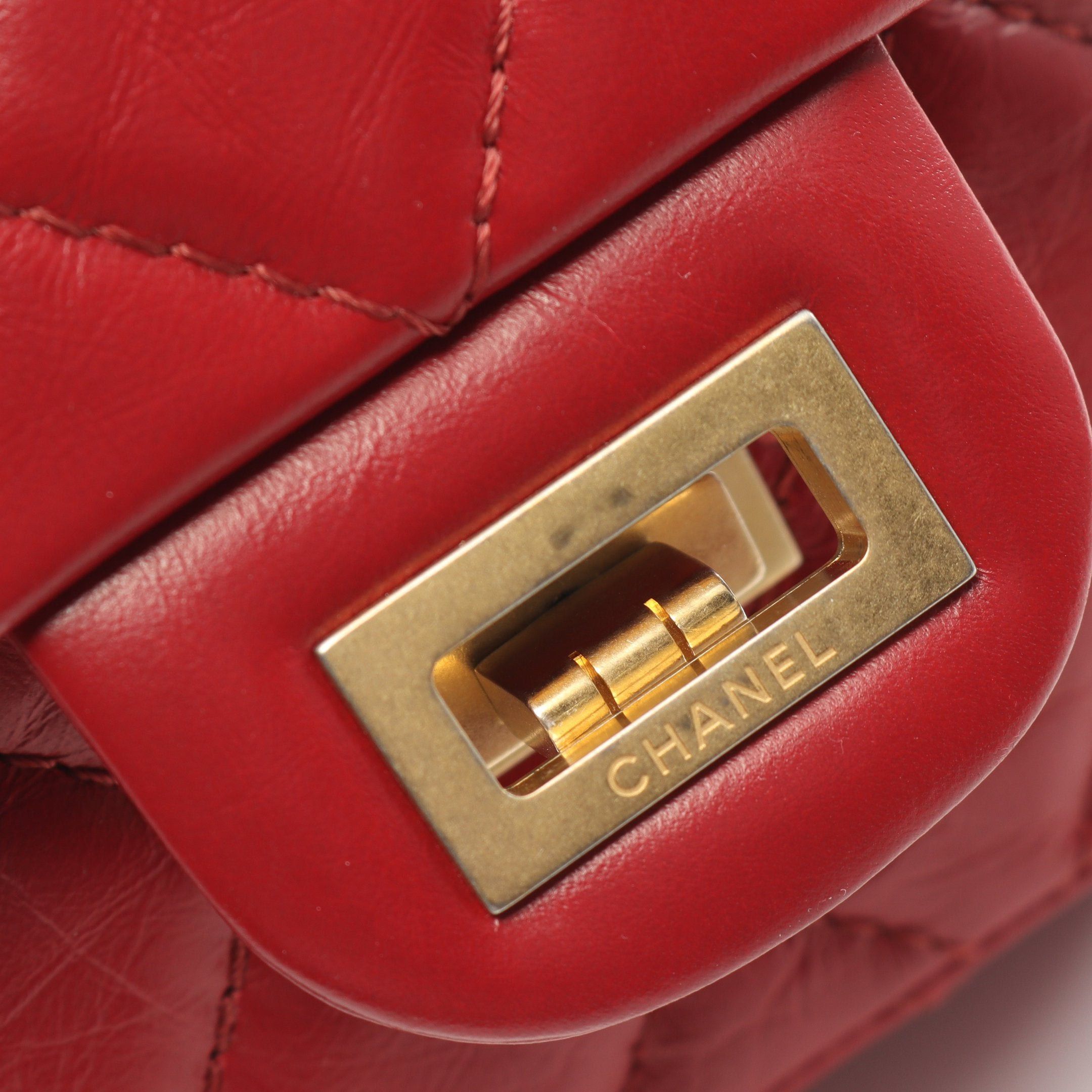 Chanel Chanel 2.55 Matelasse Double Chain Shoulder Bag Aged Calfskin Red Gold Hardware Size ONE SIZE - 6 Thumbnail