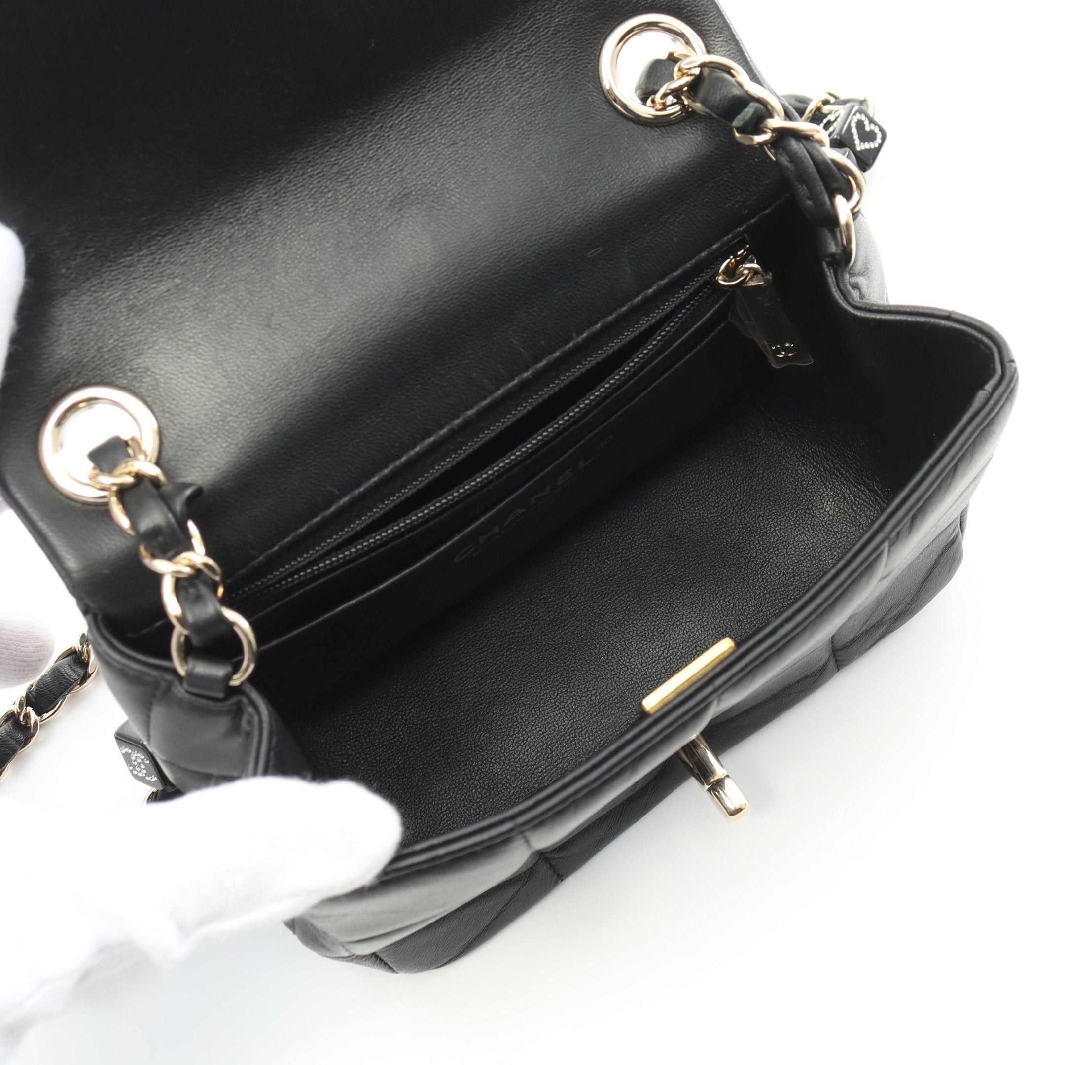 Chanel Chanel Chocolate Bar Mini Flap Chain Shoulder Bag Lambskin Black Gold Hardware Size ONE SIZE - 3 Thumbnail