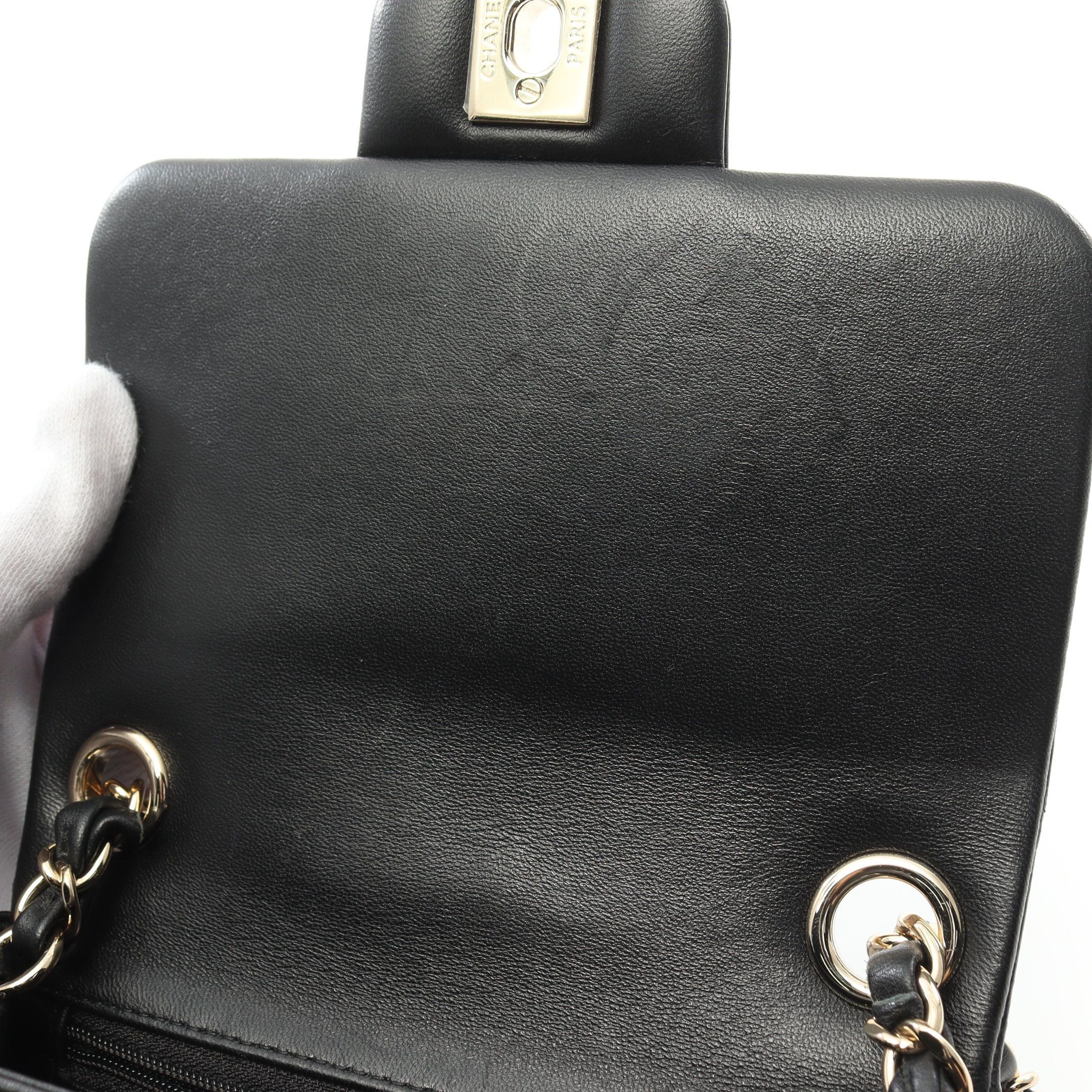 Chanel Chanel Chocolate Bar Mini Flap Chain Shoulder Bag Lambskin Black Gold Hardware Size ONE SIZE - 6 Thumbnail