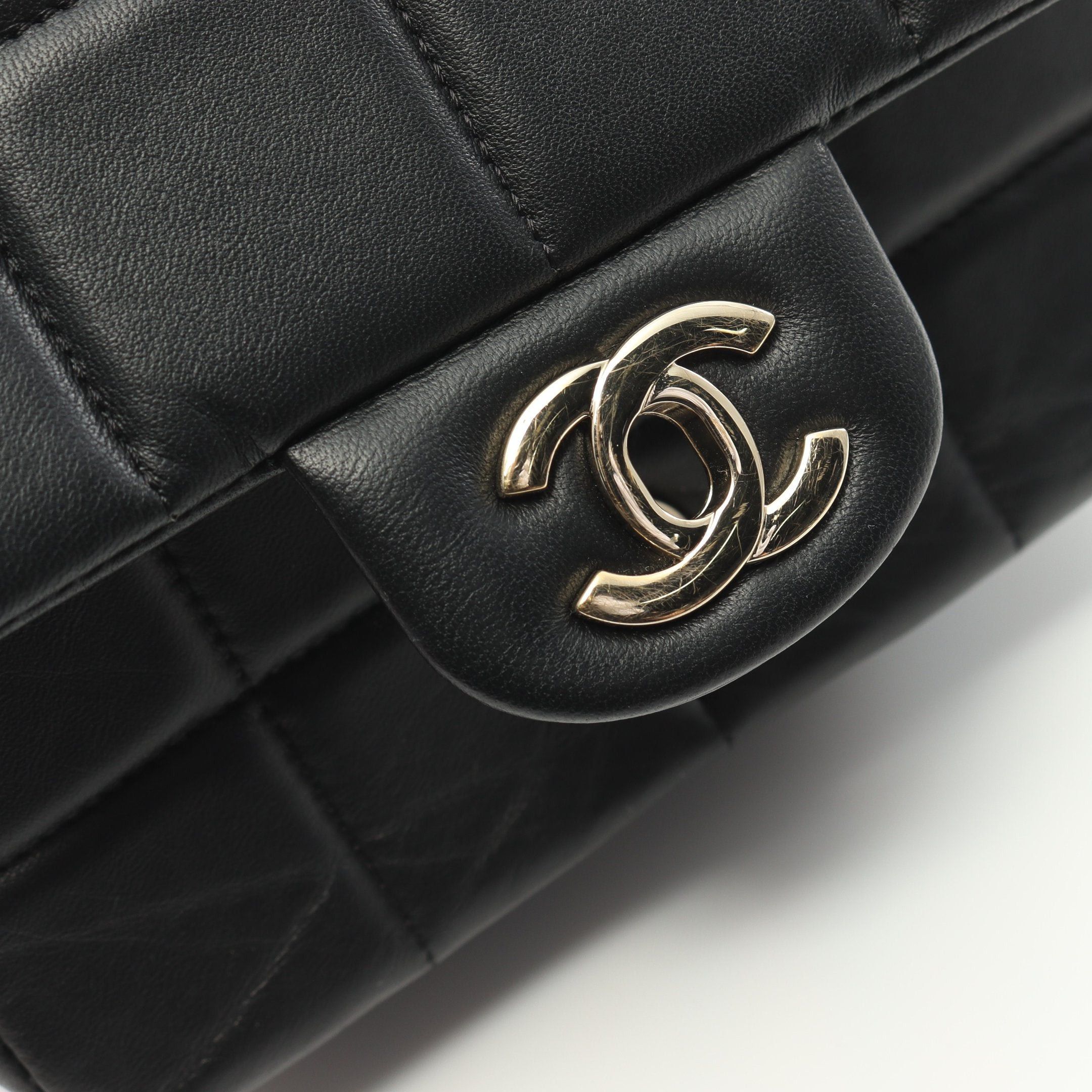 Chanel Chanel Chocolate Bar Mini Flap Chain Shoulder Bag Lambskin Black Gold Hardware Size ONE SIZE - 7 Thumbnail