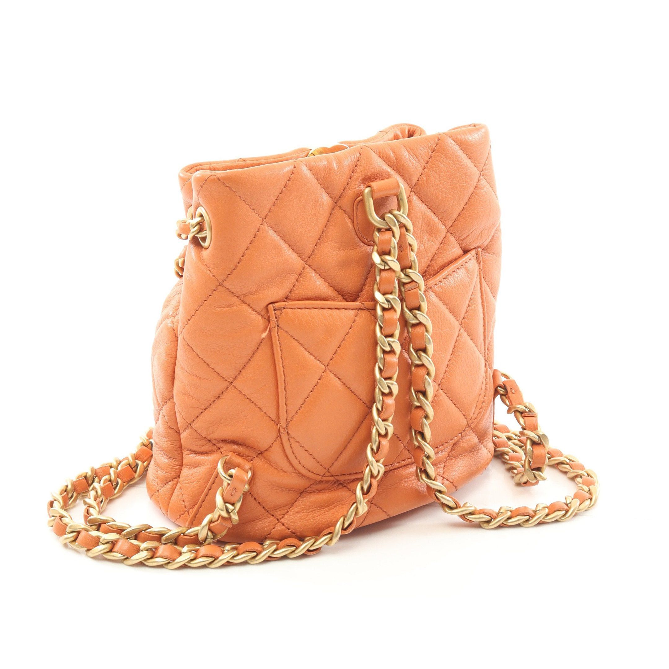 Chanel Chanel Matelasse Mini Rucksack Leather Orange Brown Gold Hardware Size ONE SIZE - 2 Thumbnail