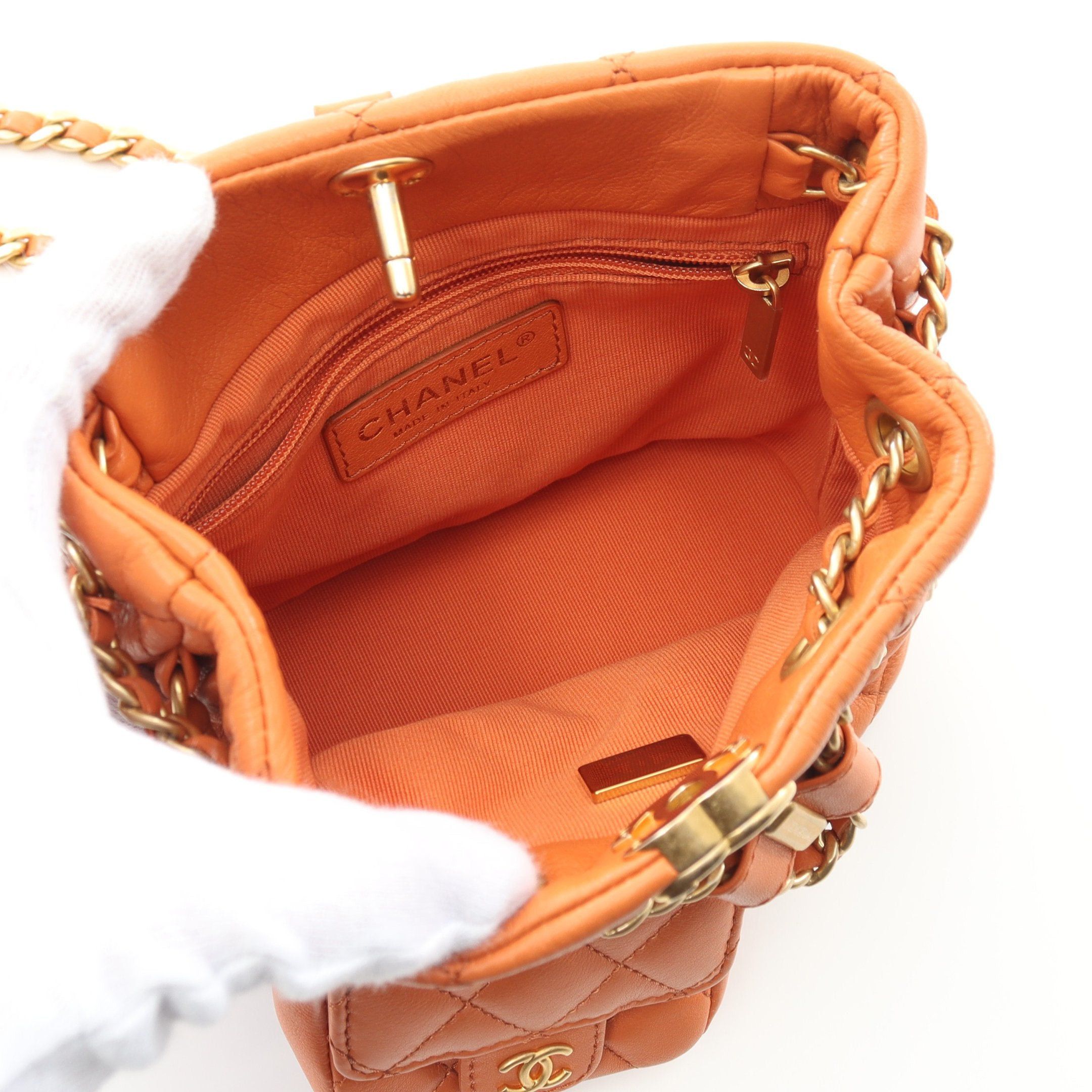 Chanel Chanel Matelasse Mini Rucksack Leather Orange Brown Gold Hardware Size ONE SIZE - 3 Thumbnail