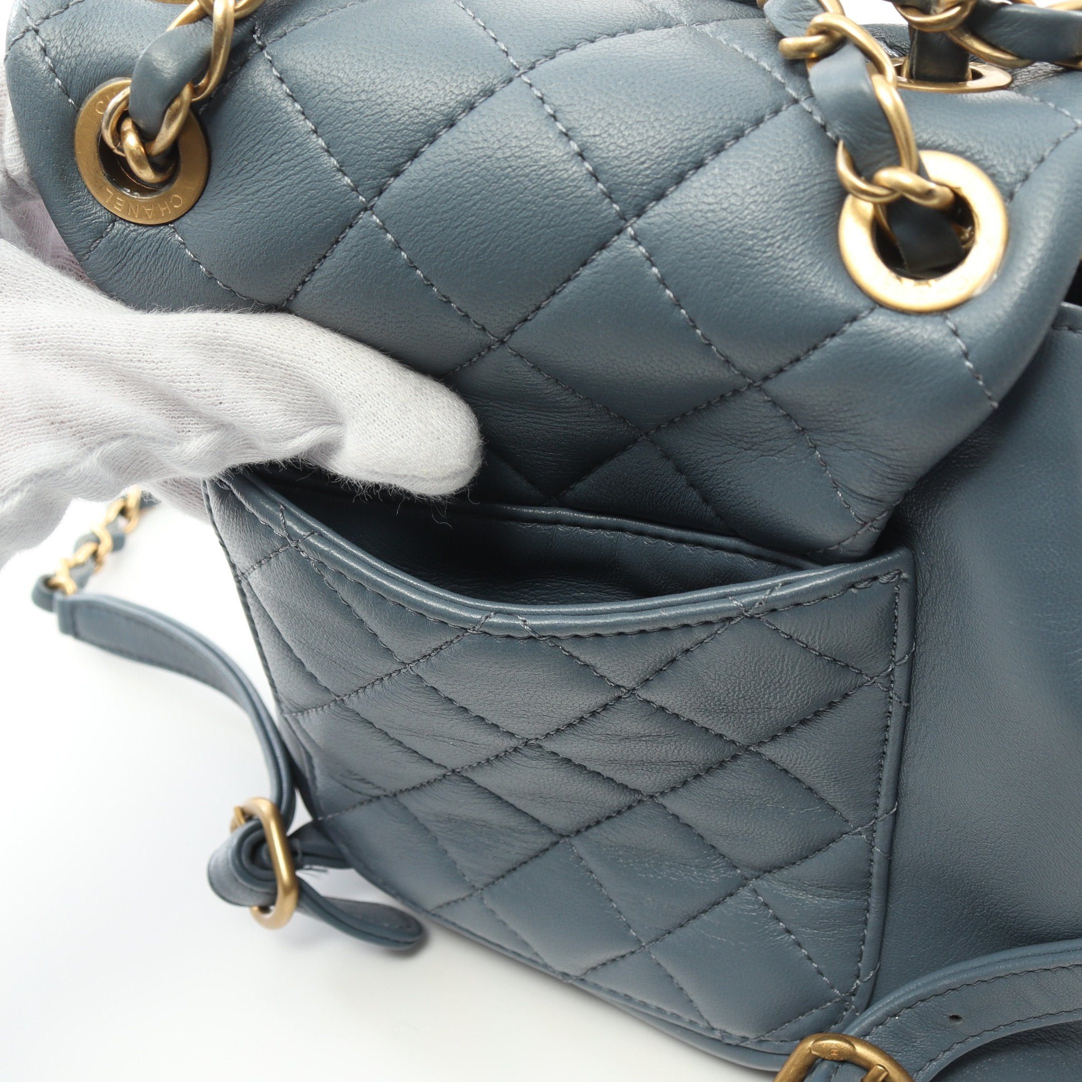 Chanel Chanel Matelasse Backpack Rucksack Lambskin Blue Gray Gold Hardware Size ONE SIZE - 8 Thumbnail