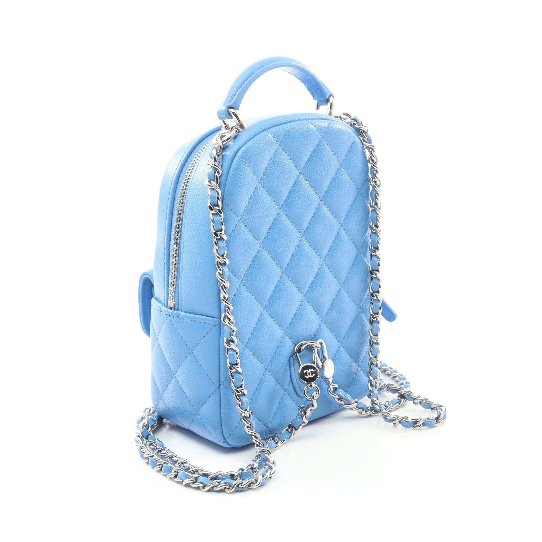 Chanel Chanel Matelasse Mini Rucksack Caviar Skin Light Blue Silver Hardware Size ONE SIZE - 2 Thumbnail