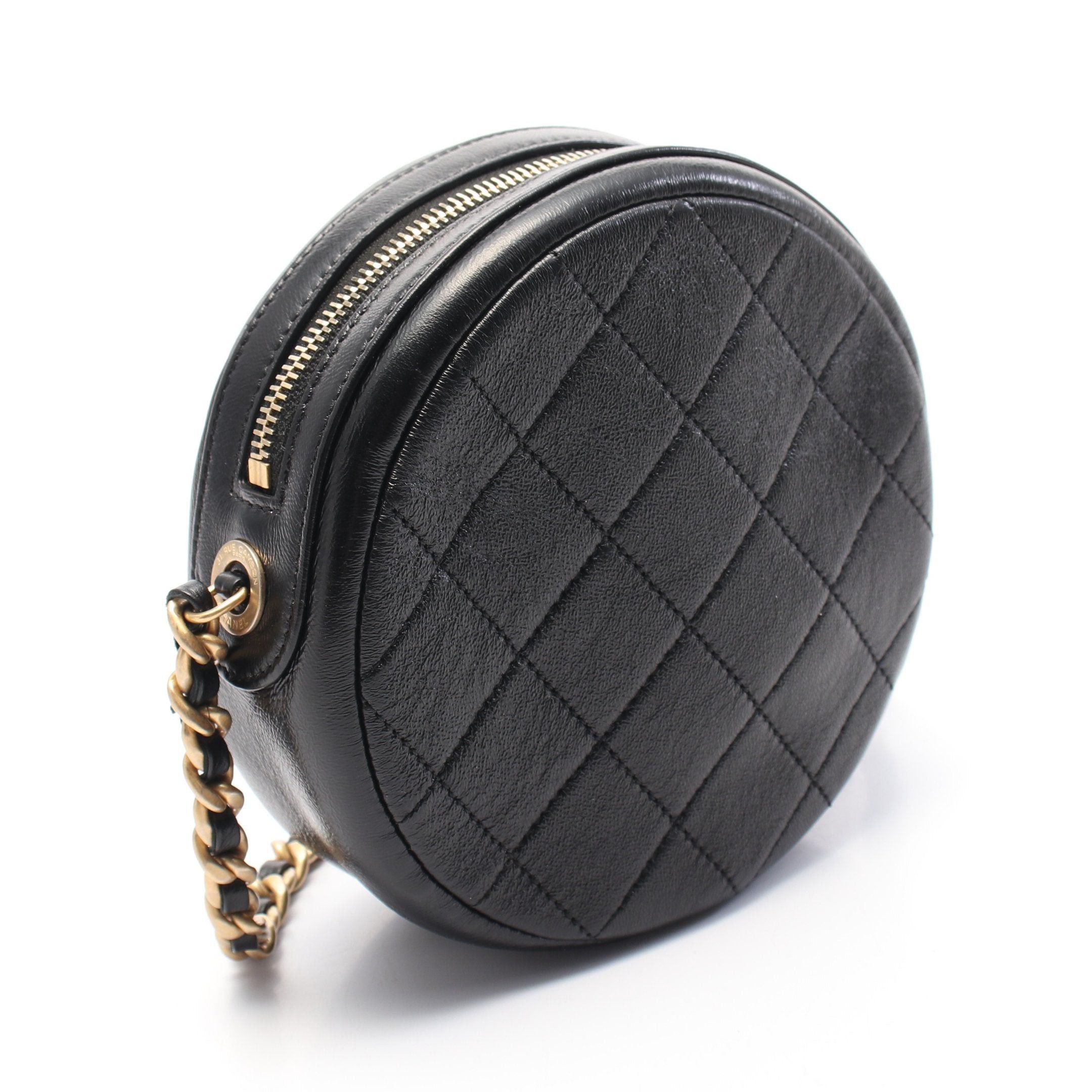 Chanel Chanel Matelasse Round Mini Chain Shoulder Bag Leather Black Gold Hardware Size ONE SIZE - 2 Thumbnail