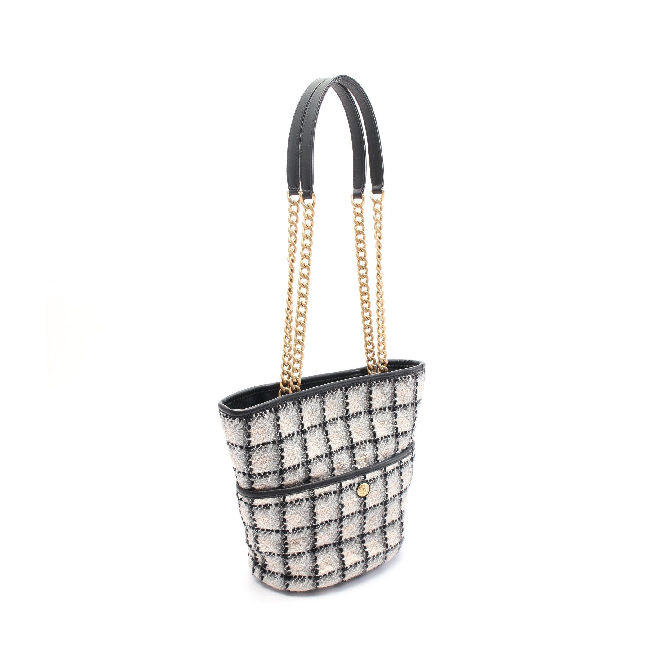 Chanel Chanel Coco Mark Chain Shoulder Bag Tote Tweed Leather Black Gray Multicolor Gold Hardware Size ONE SIZE - 2 Thumbnail