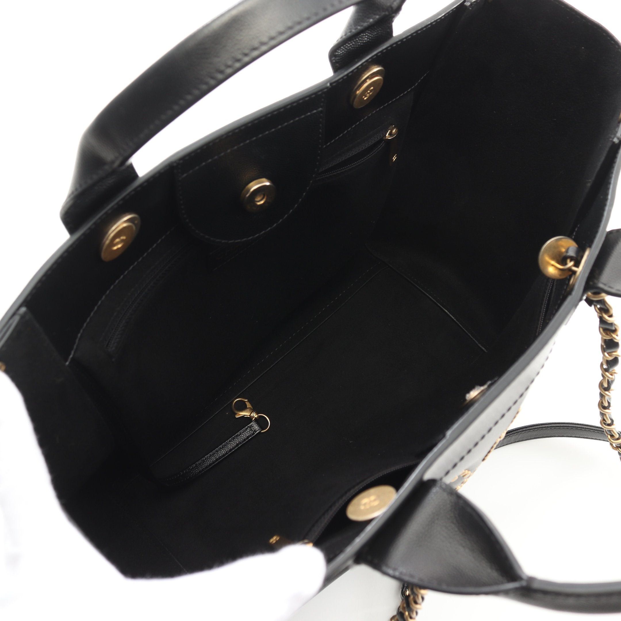 Chanel Chanel Deauville Chain Shoulder Bag Tote Caviar Skin Black Gold Hardware Size ONE SIZE - 3 Thumbnail