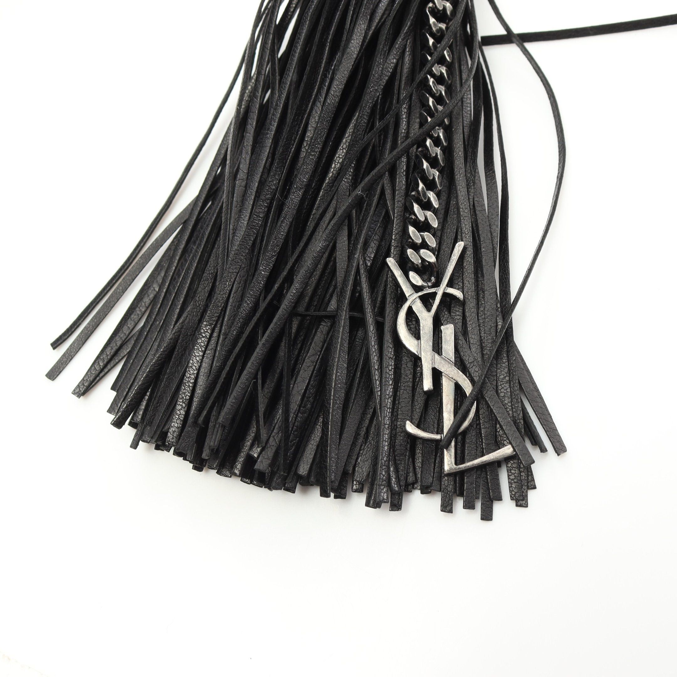Yves Saint Laurent Yves Saint Laurent Shoulder Bag Suede Black Fringe Size ONE SIZE - 8 Thumbnail