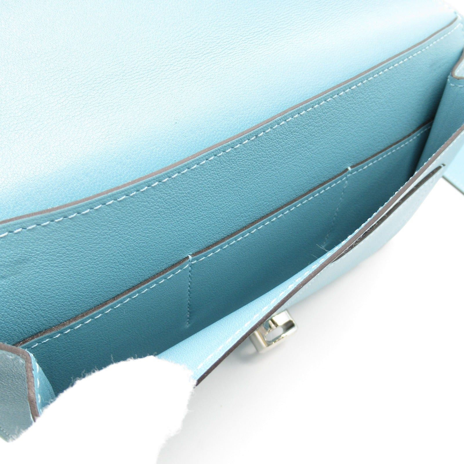 Hermes Hermes Dogon Gm Lagon Bi-Fold Long Wallet Leather Veau Swift Blue Silver Hardware X Stamp Size ONE SIZE - 7 Thumbnail
