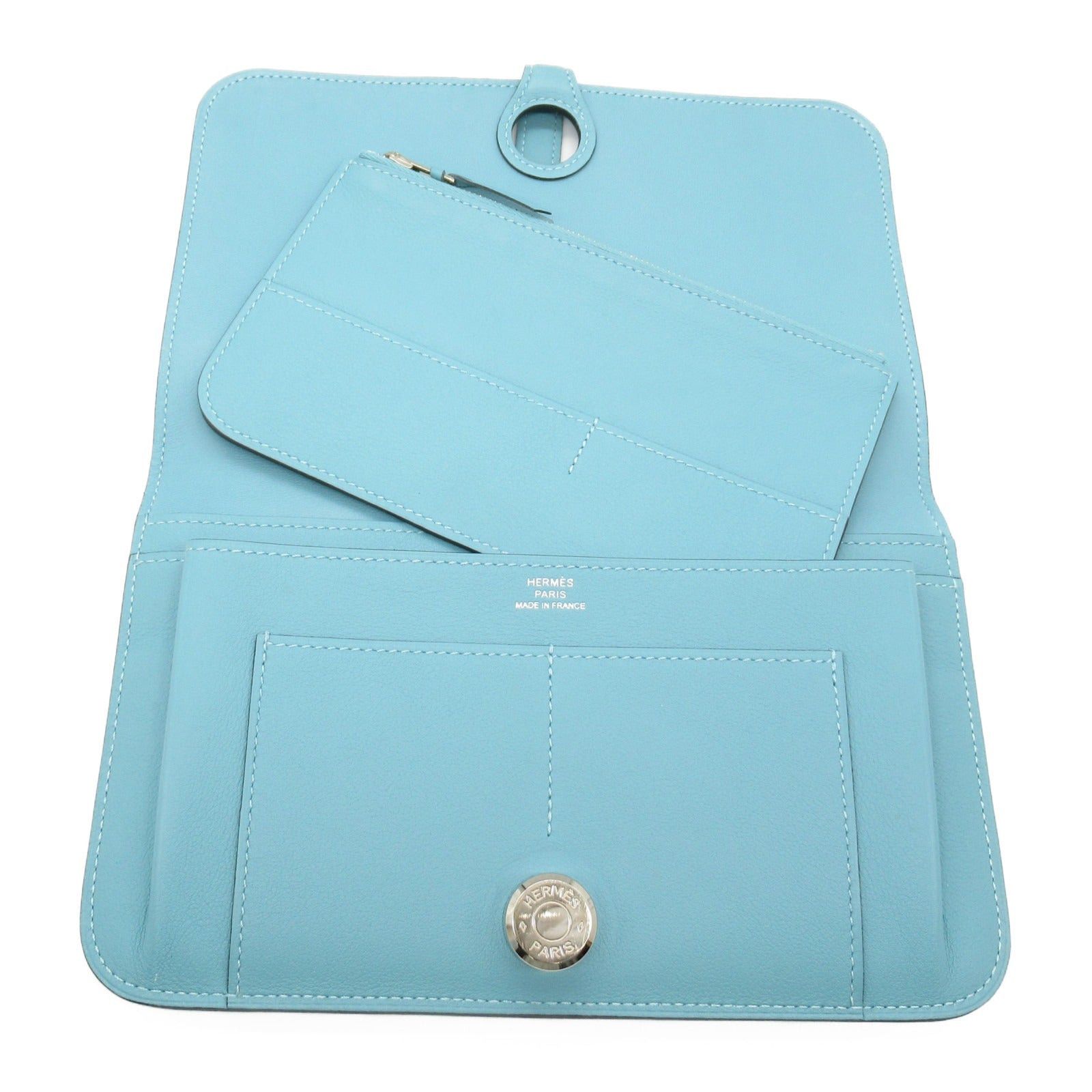 Hermes Hermes Dogon Gm Lagon Bi-Fold Long Wallet Leather Veau Swift Blue Silver Hardware X Stamp Size ONE SIZE - 6 Thumbnail