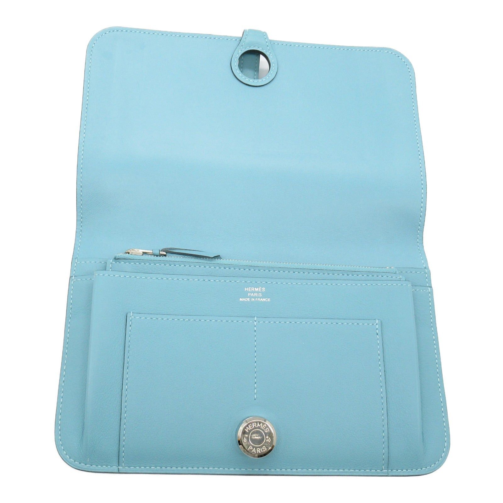 Hermes Hermes Dogon Gm Lagon Bi-Fold Long Wallet Leather Veau Swift Blue Silver Hardware X Stamp Size ONE SIZE - 5 Thumbnail