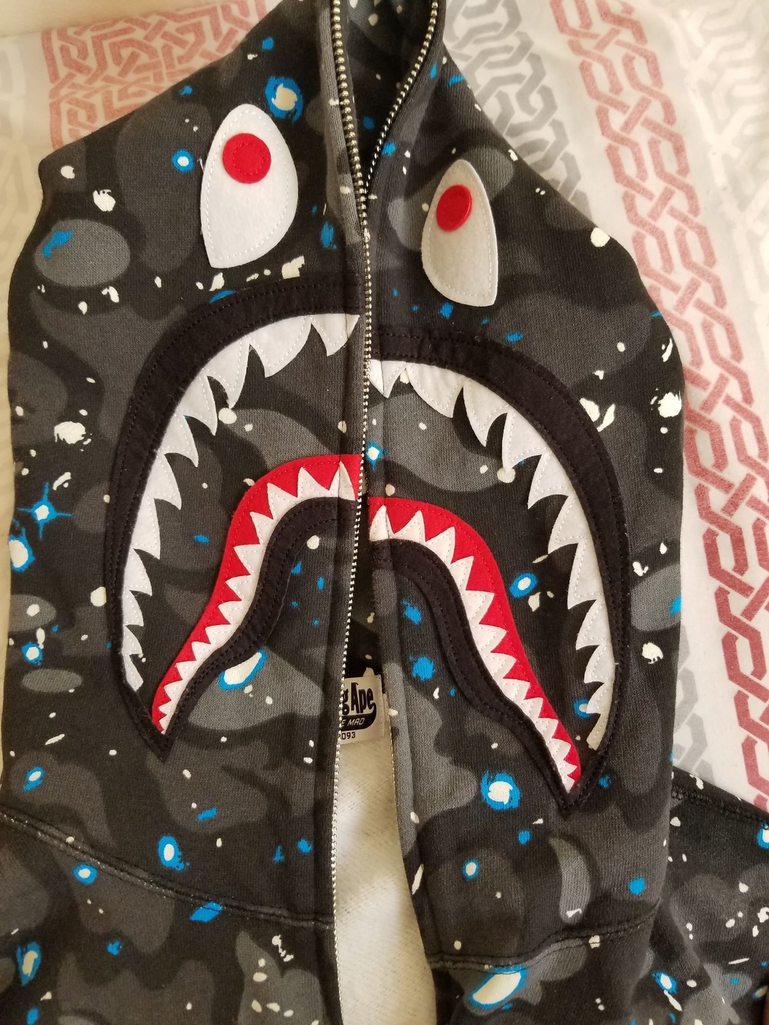 Bape Bape Space Camo PONR Shark Hoodie Black Grailed