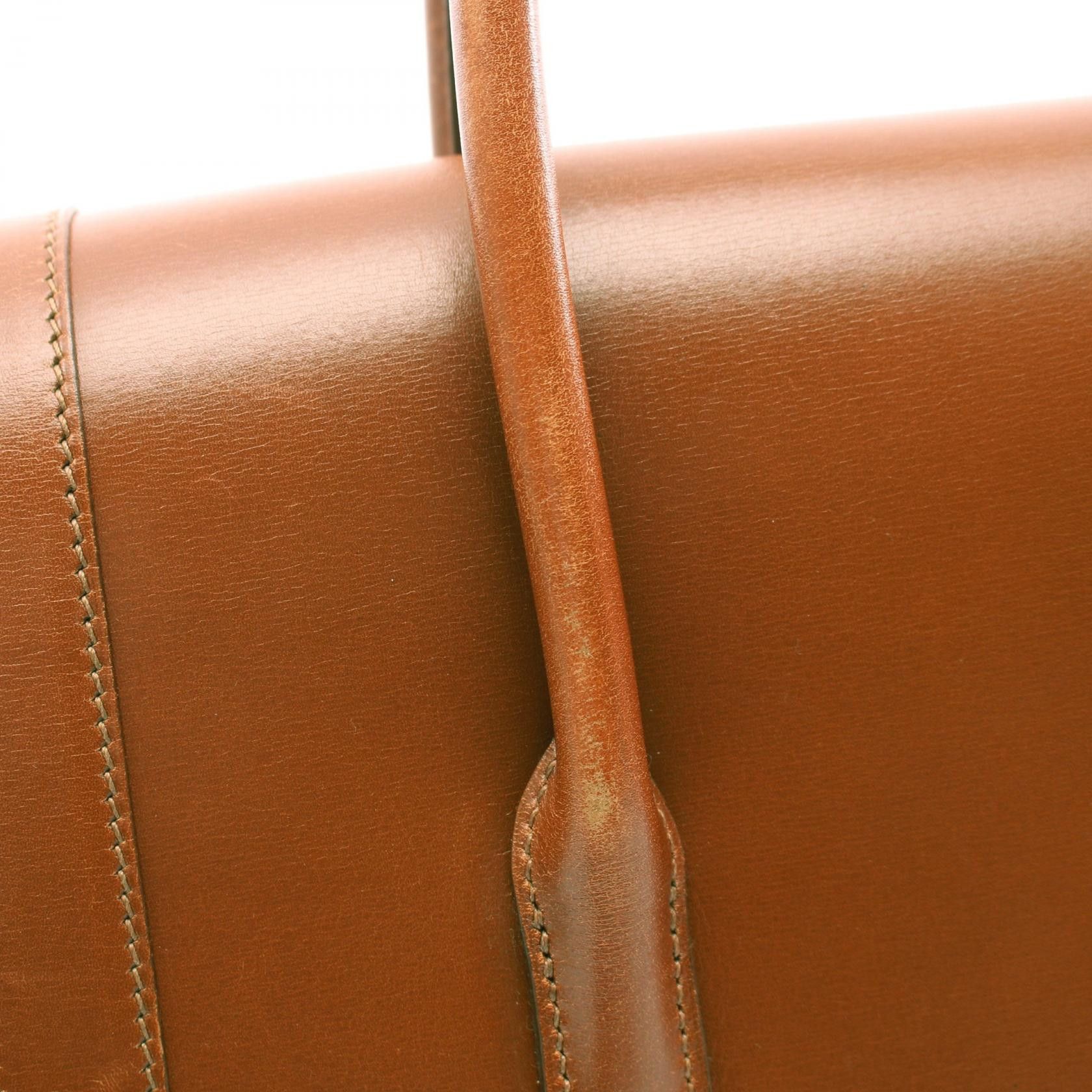 Hermes Hermes Drag 37 Cognac Handbag Box Calf Brown Gold Hardware Stamp Size ONE SIZE - 8 Thumbnail