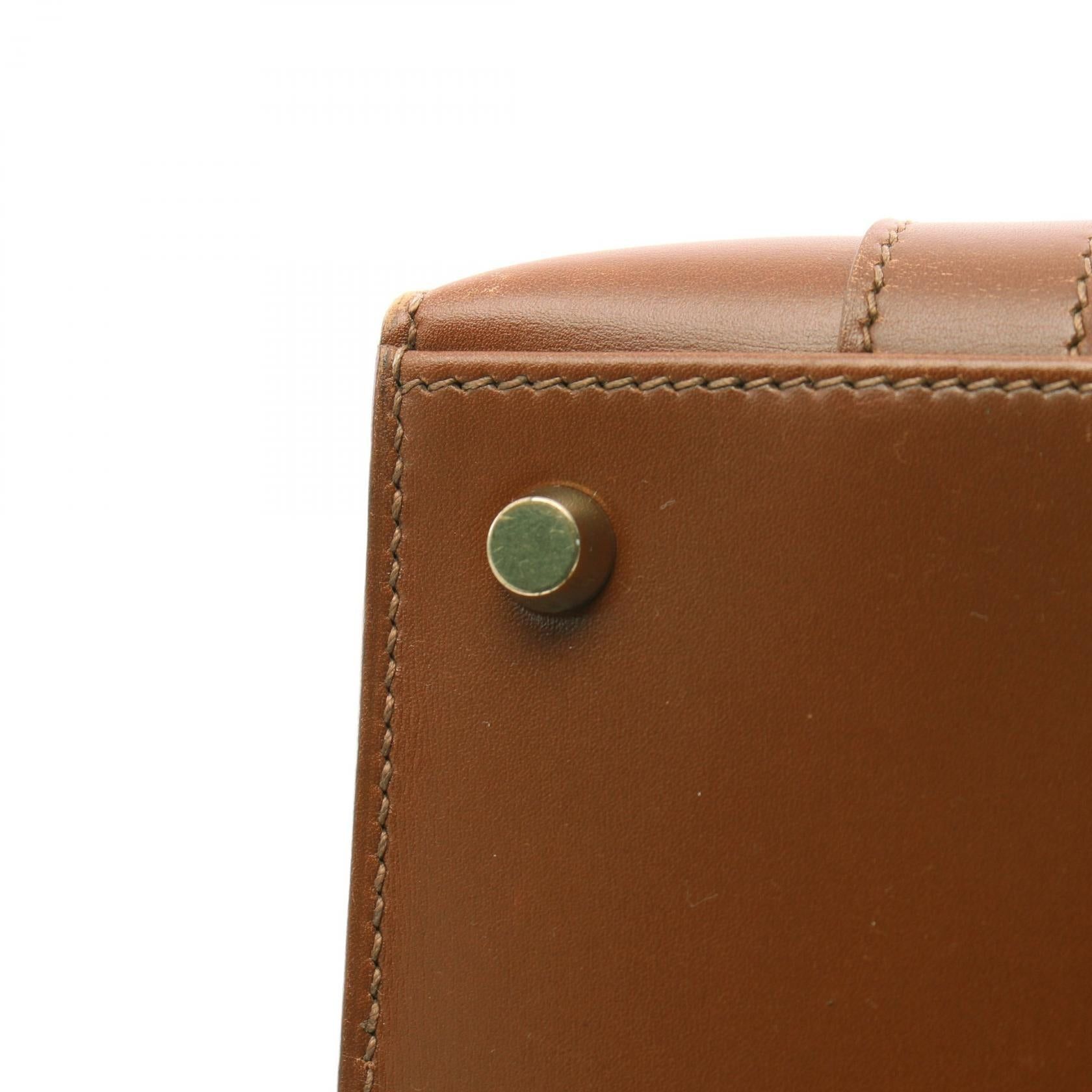 Hermes Hermes Drag 37 Cognac Handbag Box Calf Brown Gold Hardware Stamp Size ONE SIZE - 13 Thumbnail