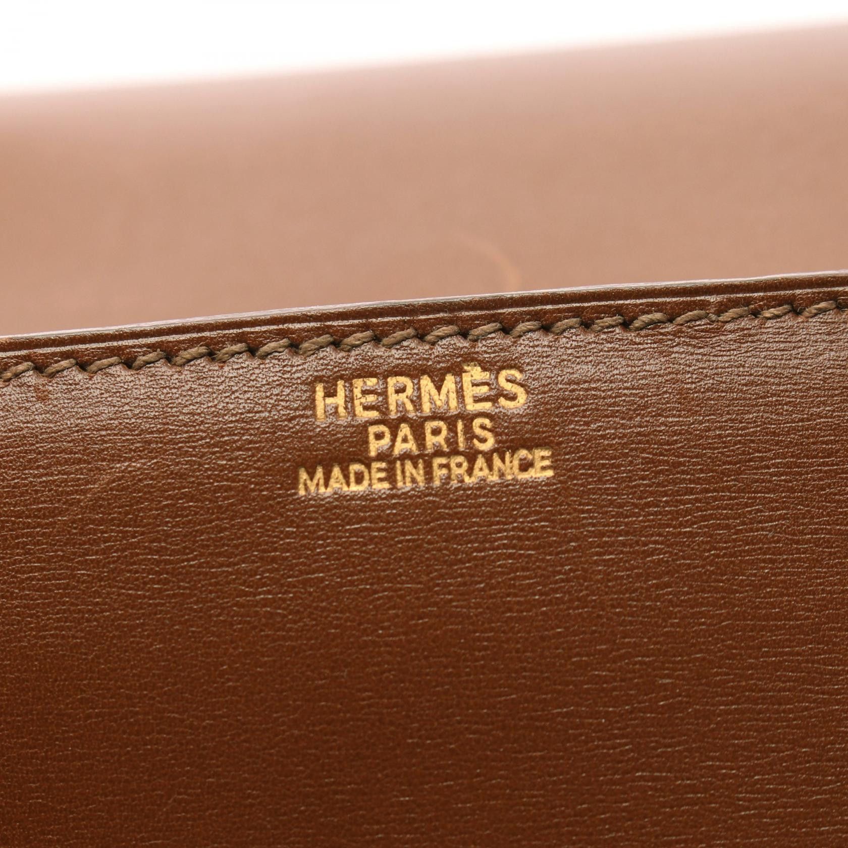 Hermes Hermes Drag 37 Cognac Handbag Box Calf Brown Gold Hardware Stamp Size ONE SIZE - 4 Thumbnail