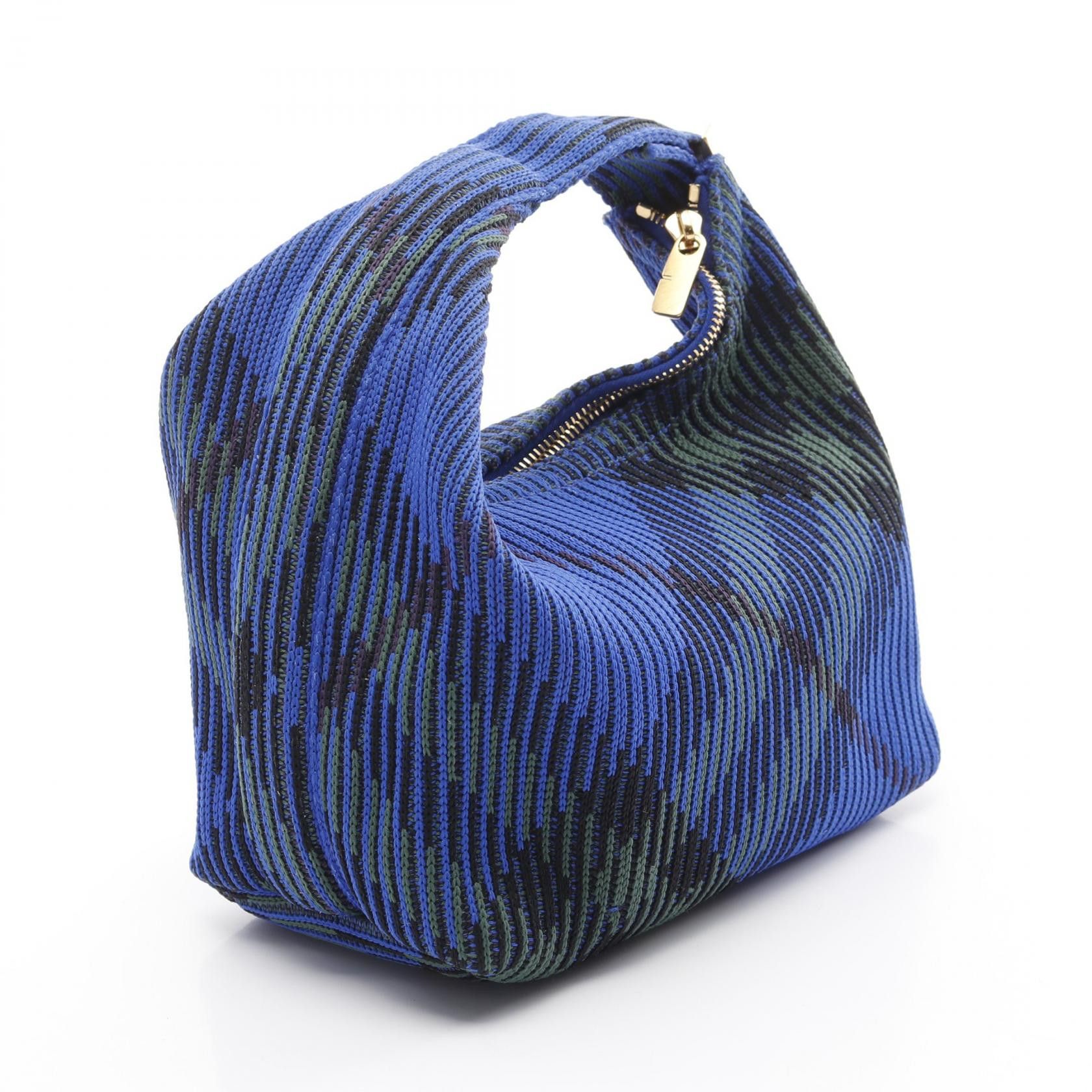 Burberry Burberry Mini Peg Duffel Bag Handbag Check Knit Fabric Blue Green Size ONE SIZE - 2 Thumbnail