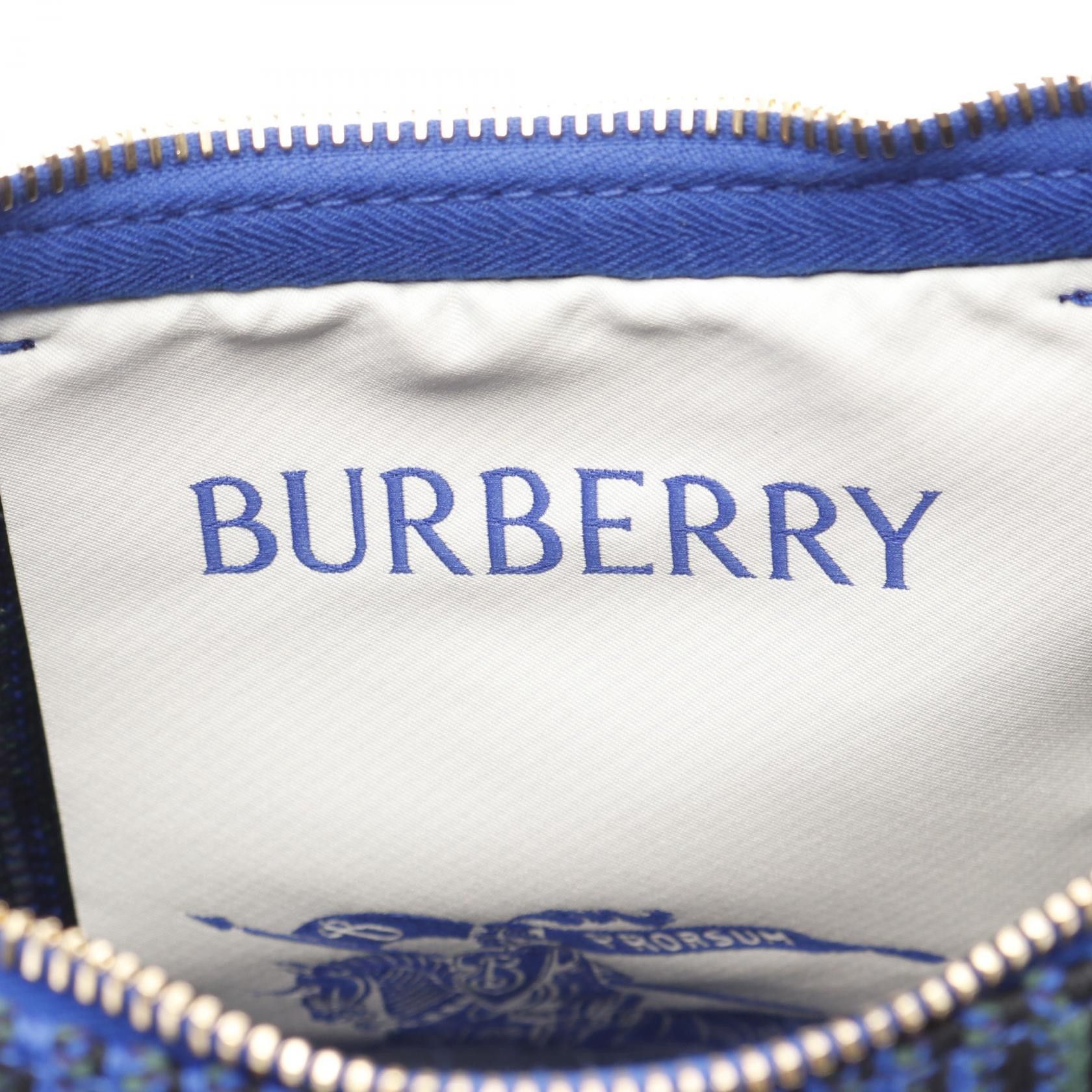Burberry Burberry Mini Peg Duffel Bag Handbag Check Knit Fabric Blue Green Size ONE SIZE - 4 Thumbnail