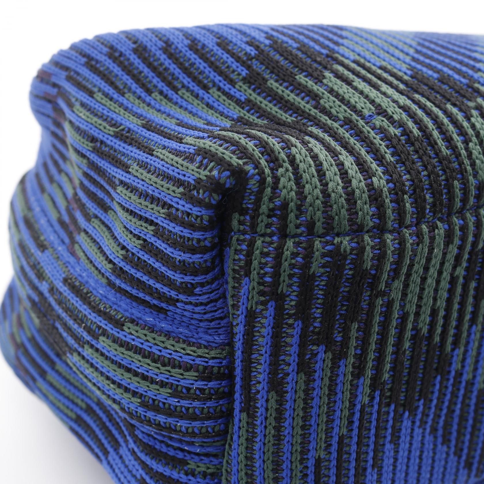 Burberry Burberry Mini Peg Duffel Bag Handbag Check Knit Fabric Blue Green Size ONE SIZE - 5 Thumbnail