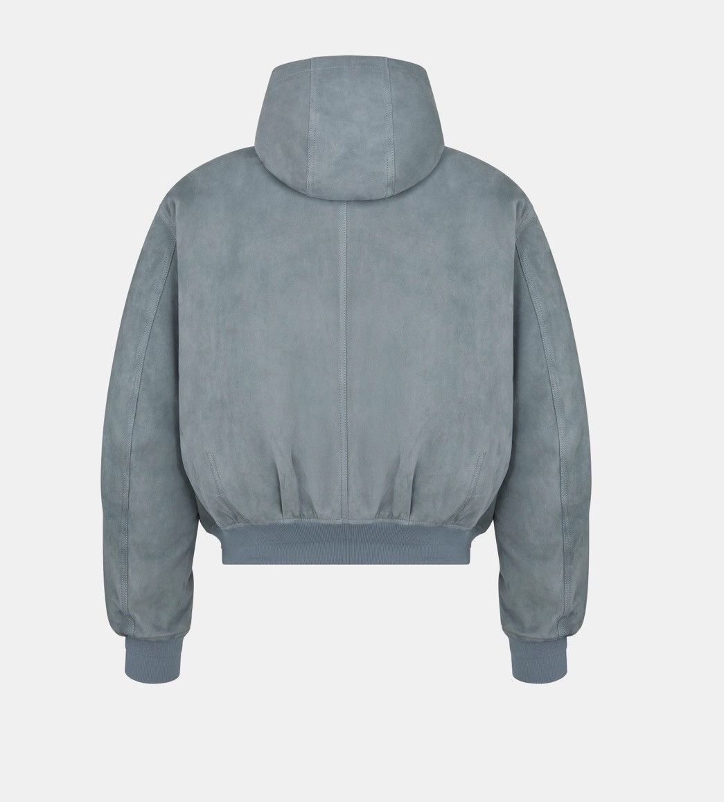 HOODED BLOUSON JACKET BLUE LAMBSKIN