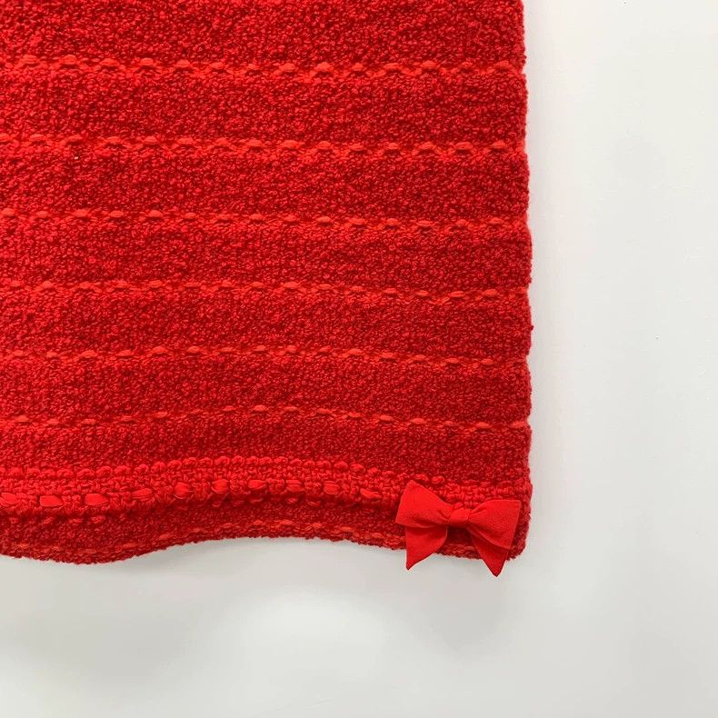 Gucci Red Bow Knit Wool Mini Skirt-dmc Size 22" - 4 Thumbnail