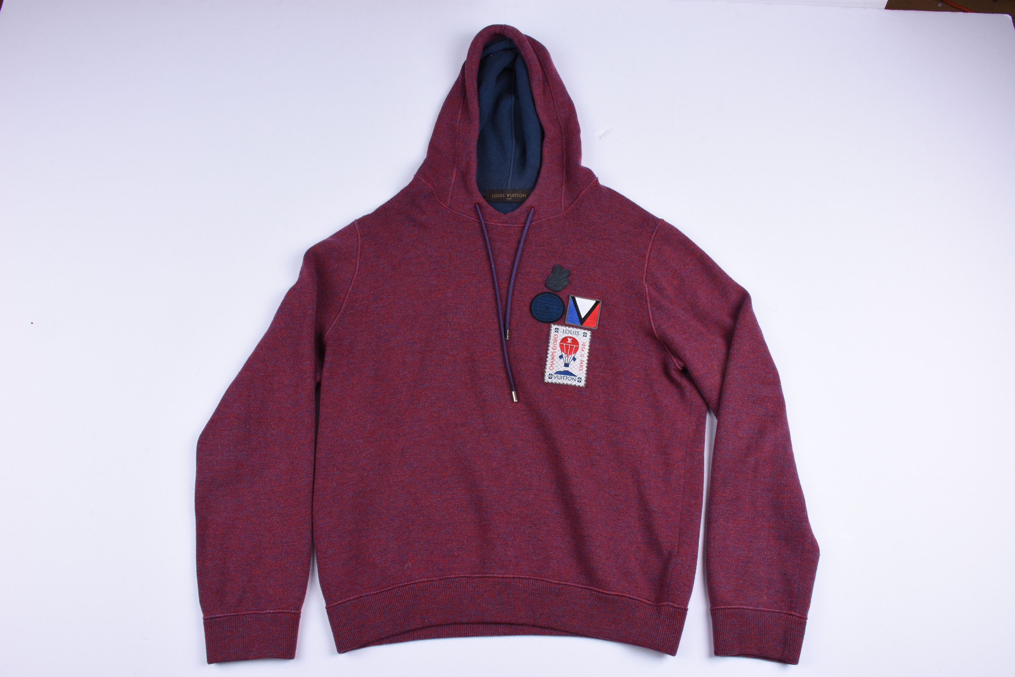 Louis Vuitton wool cashmere burgundy Champs Elysees hoodie Grailed