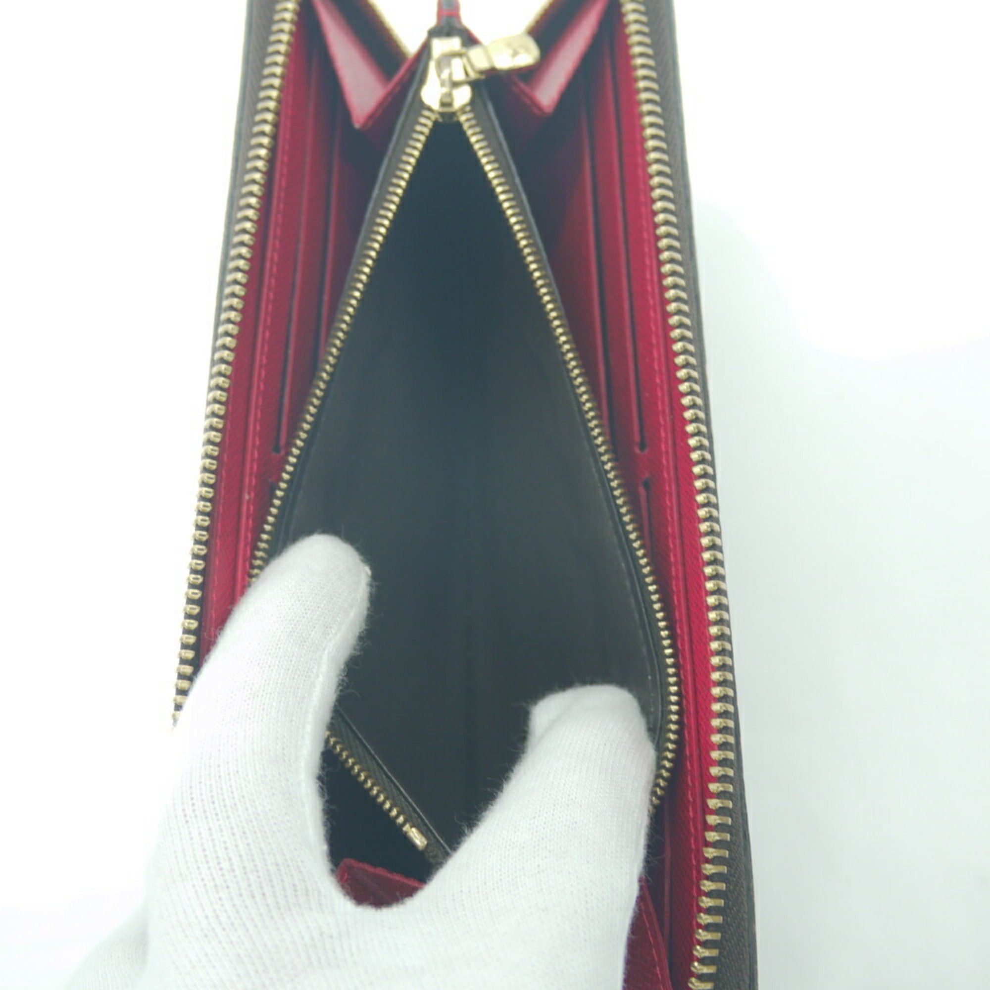 Louis Vuitton Louis Vuitton Long Wallet Portefeuille Clemence Damier Ebene Cerise Round N60534 Size ONE SIZE - 7 Thumbnail