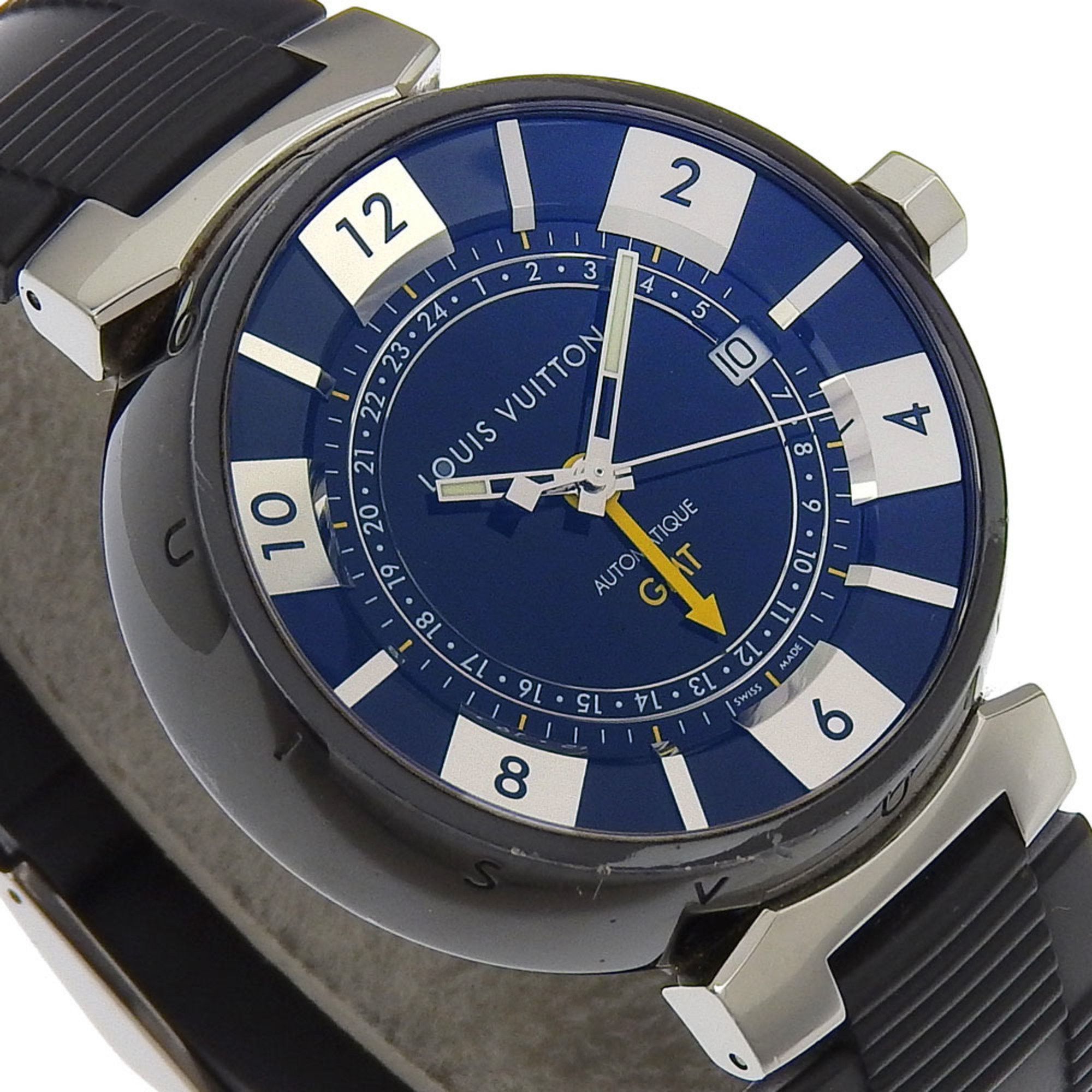 Louis Vuitton Louis Vuitton Tambour GMT Watch Q113K Stainless Steel x Rubber Automatic Black Dial Men's Size ONE SIZE - 3 Thumbnail