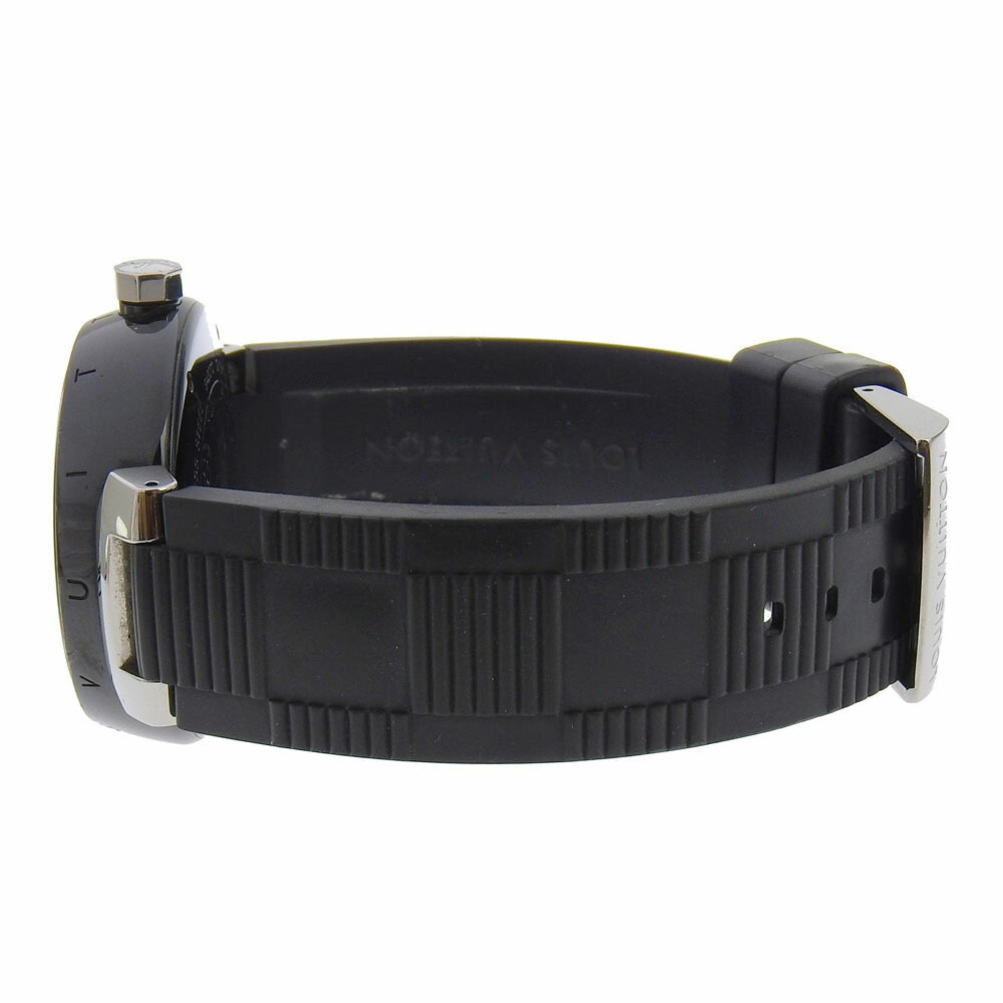 Louis Vuitton Louis Vuitton Tambour GMT Watch Q113K Stainless Steel x Rubber Automatic Black Dial Men's Size ONE SIZE - 4 Thumbnail
