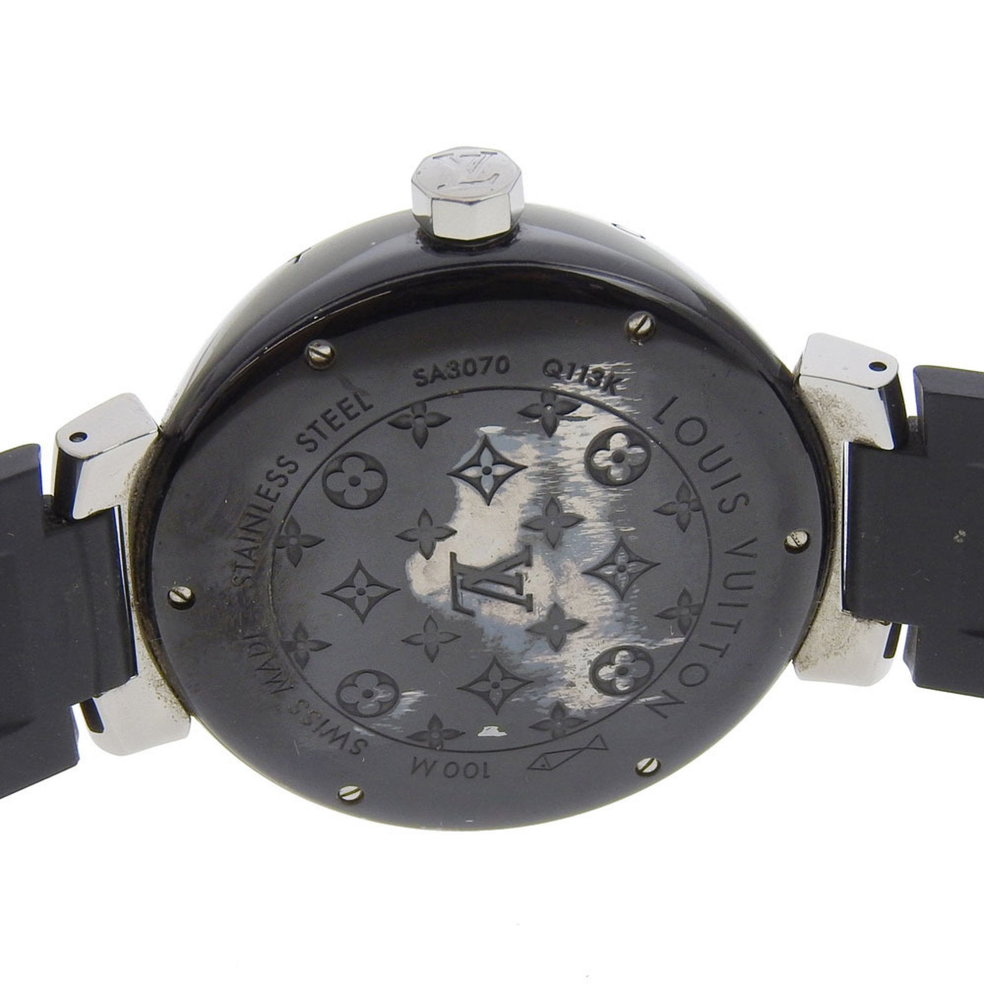 Louis Vuitton Louis Vuitton Tambour GMT Watch Q113K Stainless Steel x Rubber Automatic Black Dial Men's Size ONE SIZE - 7 Thumbnail
