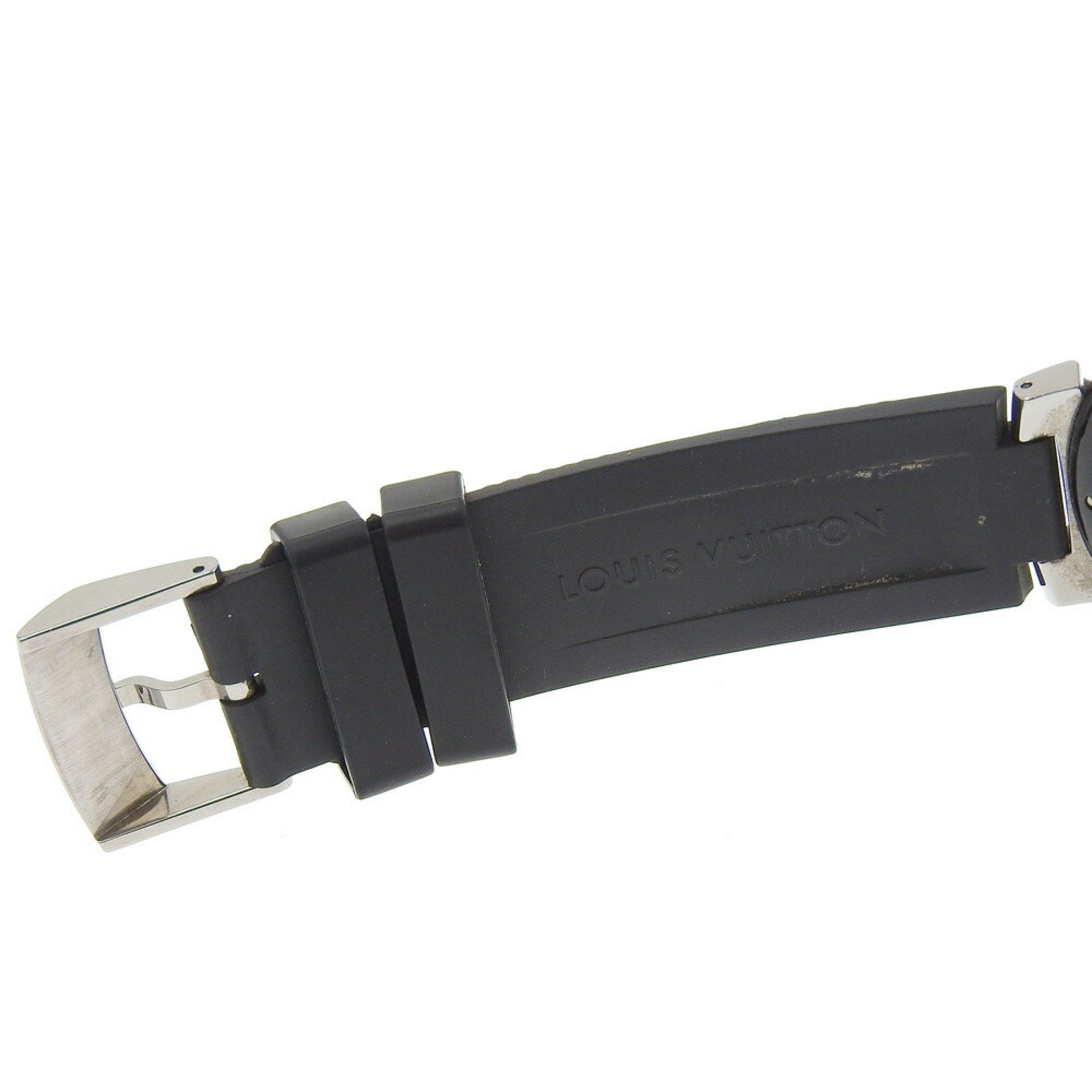 Louis Vuitton Louis Vuitton Tambour GMT Watch Q113K Stainless Steel x Rubber Automatic Black Dial Men's Size ONE SIZE - 8 Thumbnail