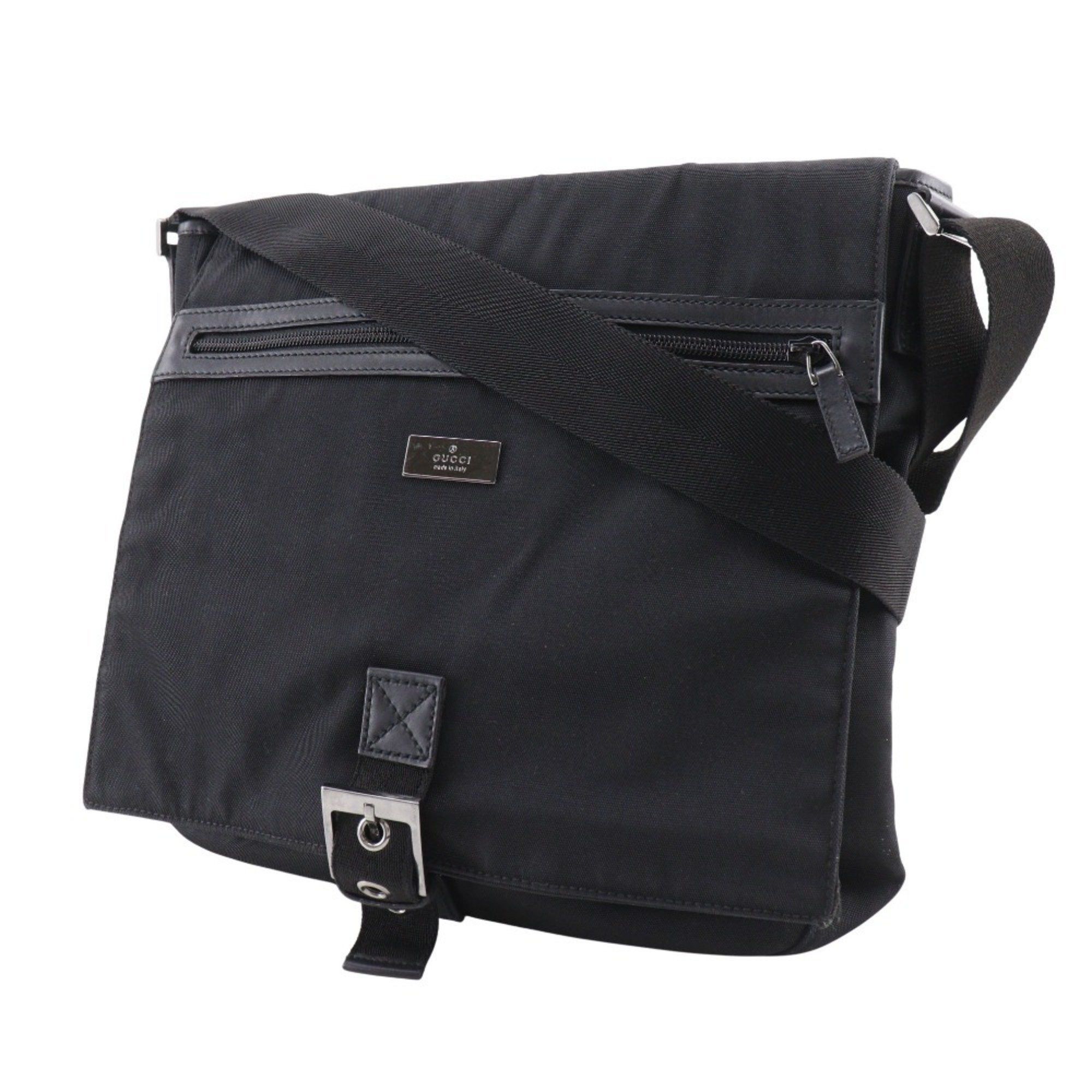 Gucci Gucci Shoulder Bag 141194 Nylon Canvas Black Belt Clasp Unisex Size ONE SIZE - 2 Thumbnail