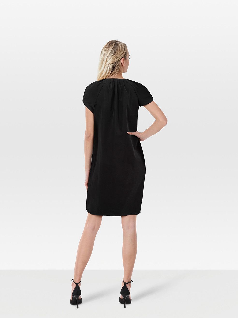 Black Button Down Knee Length Dress