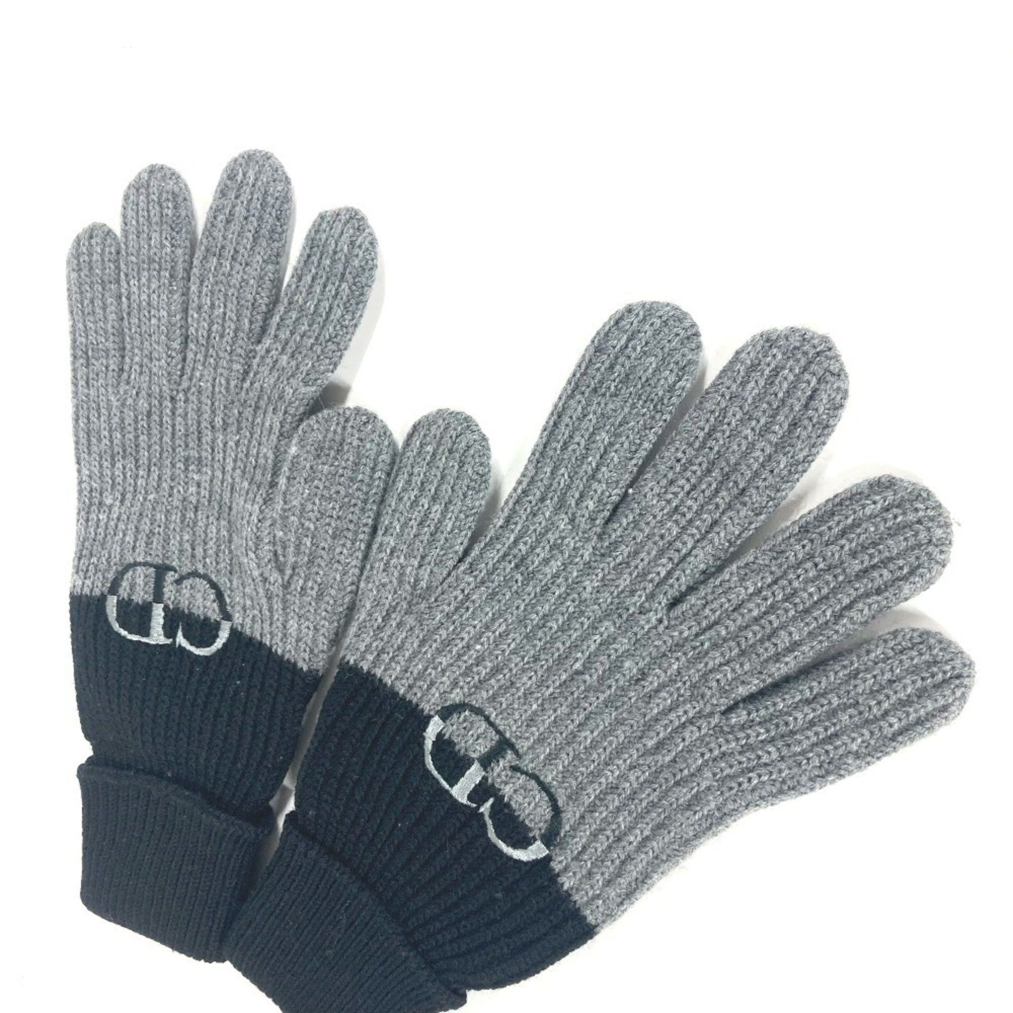 Dior Dior 213MG01AT481 Bicolor CD Logo Gloves Accessories Wool Men's Grey Size ONE SIZE - 10 Thumbnail