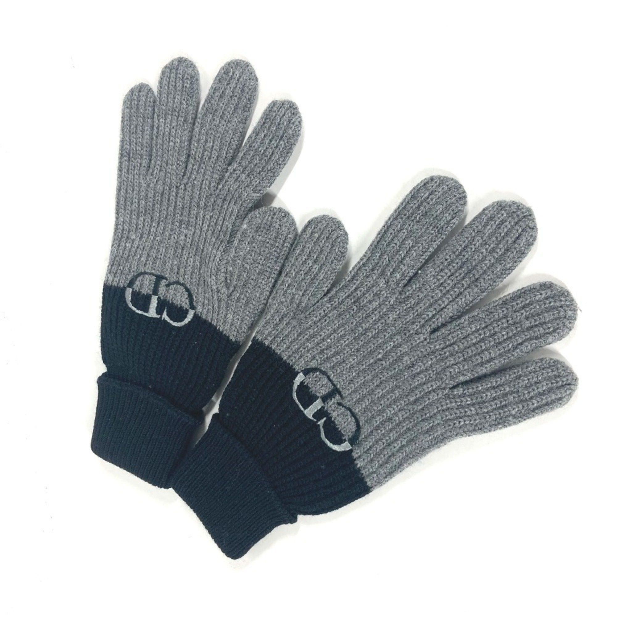 Dior Dior 213MG01AT481 Bicolor CD Logo Gloves Accessories Wool Men's Grey Size ONE SIZE - 7 Thumbnail