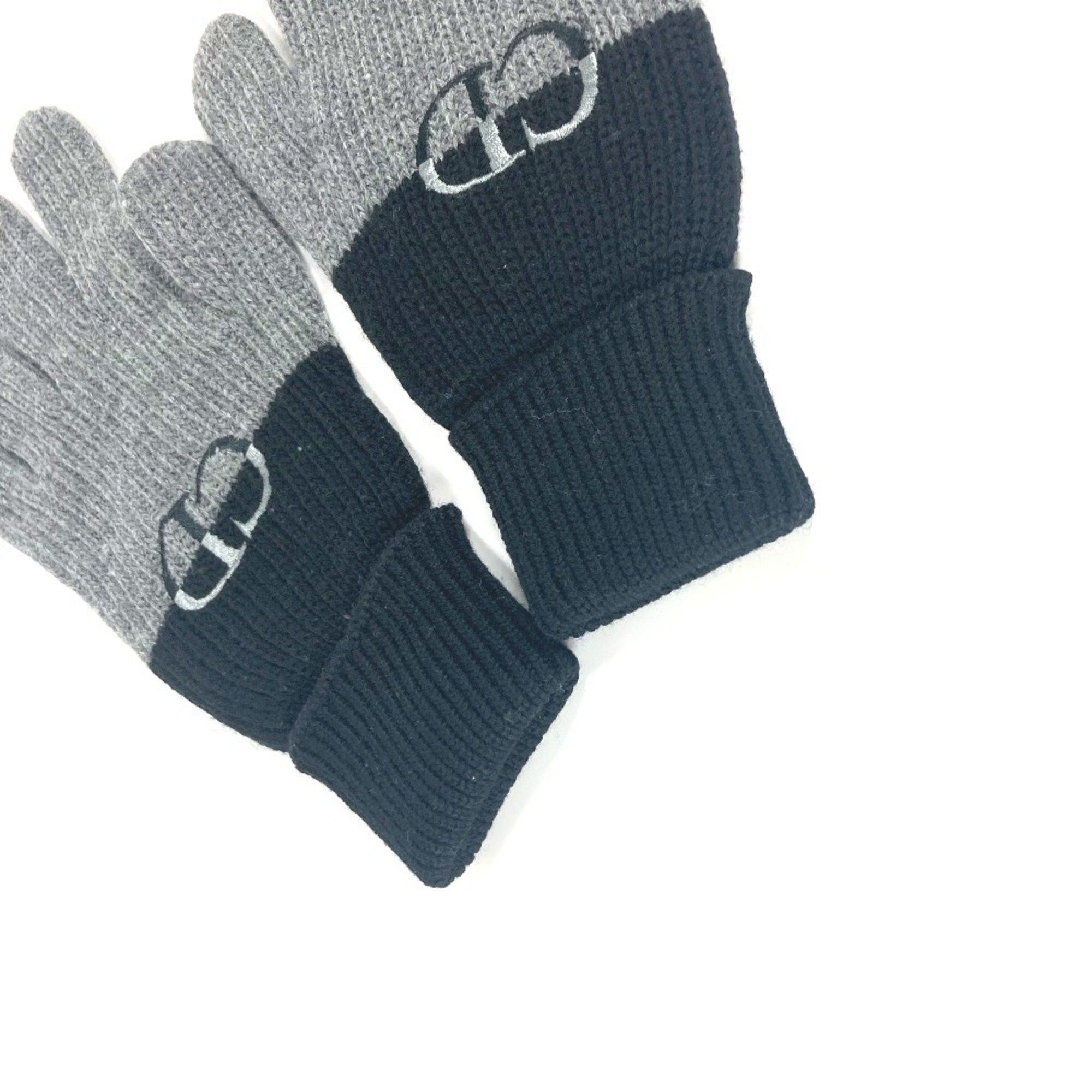 Dior Dior 213MG01AT481 Bicolor CD Logo Gloves Accessories Wool Men's Grey Size ONE SIZE - 11 Thumbnail