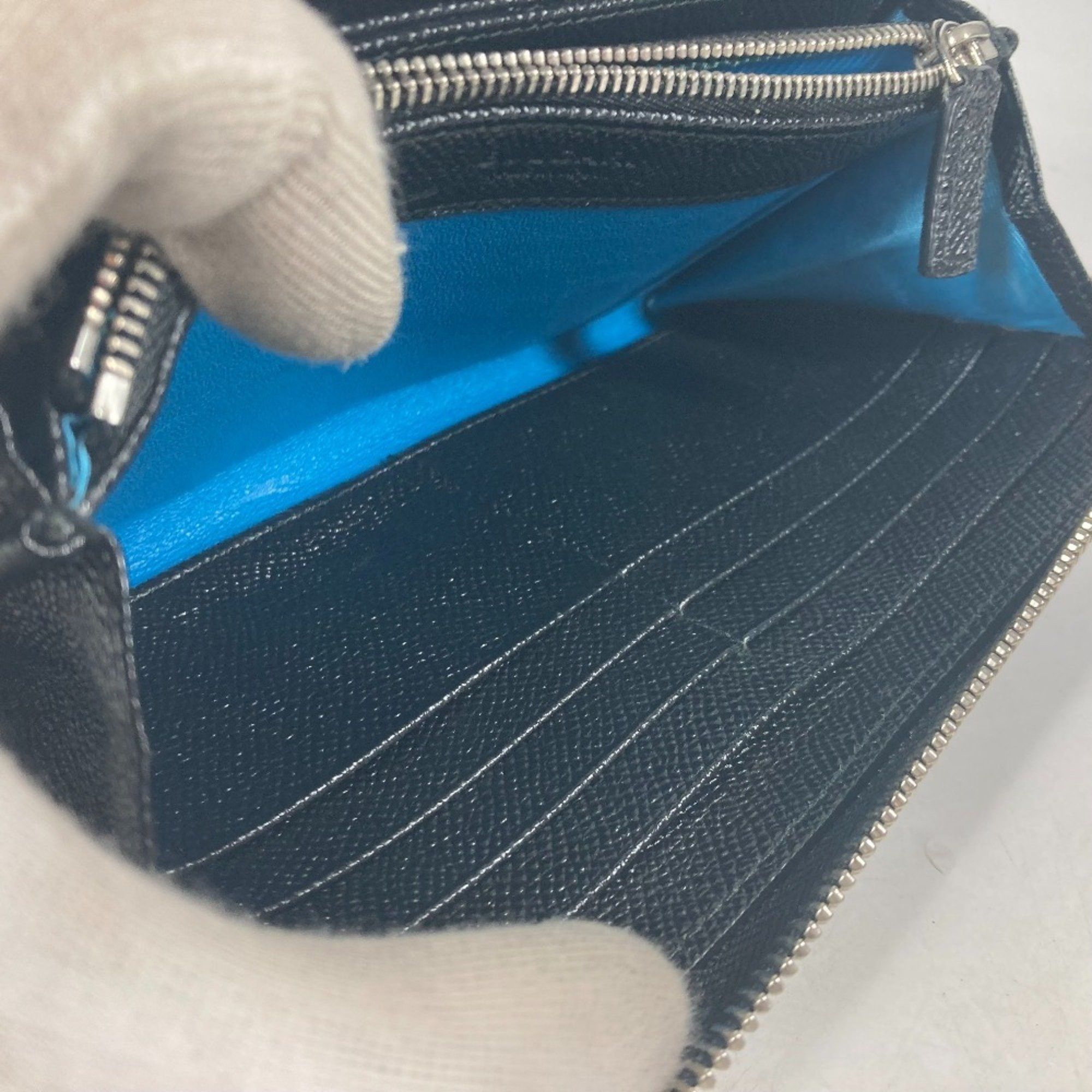 Bvlgari BVLGARI Bulgari Round Zipper Long Wallet Leather Men's Women's Black Size ONE SIZE - 14 Thumbnail