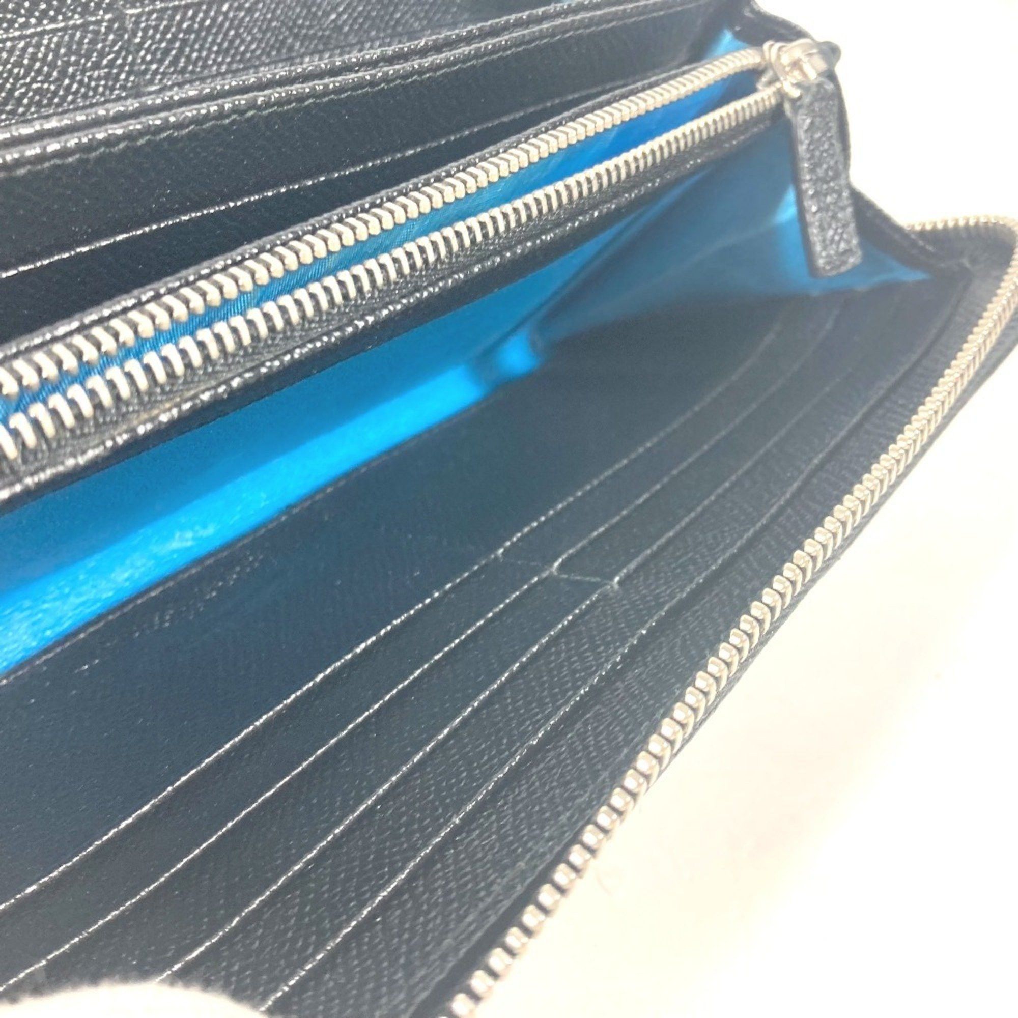 Bvlgari BVLGARI Bulgari Round Zipper Long Wallet Leather Men's Women's Black Size ONE SIZE - 10 Thumbnail