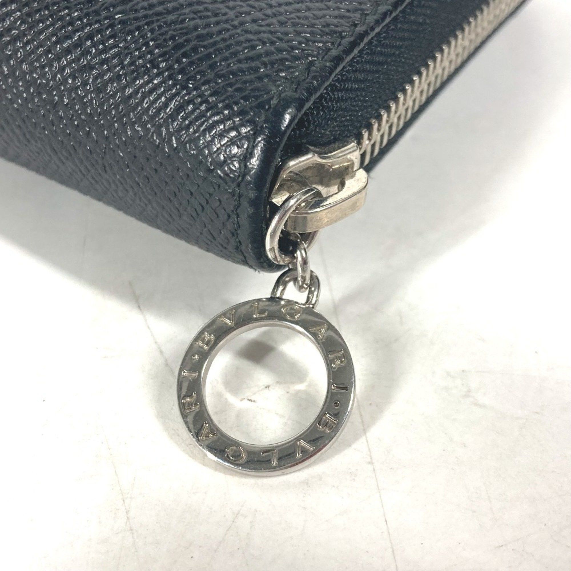 Bvlgari BVLGARI Bulgari Round Zipper Long Wallet Leather Men's Women's Black Size ONE SIZE - 5 Thumbnail