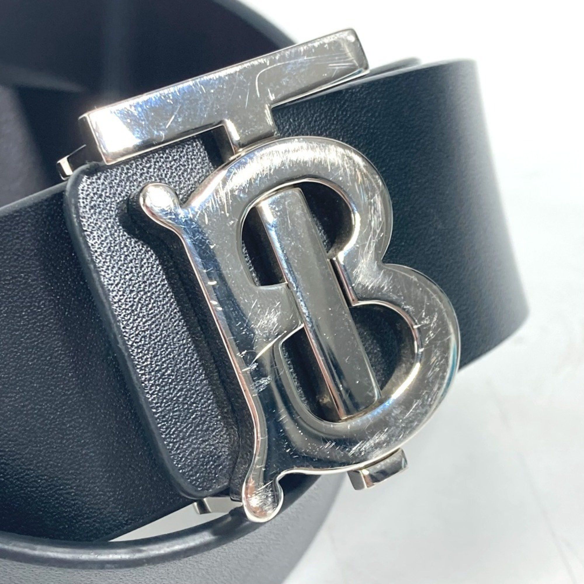 Burberry BURBERRY TB Logo Belt Leather Men's Black Size ONE SIZE - 6 Thumbnail